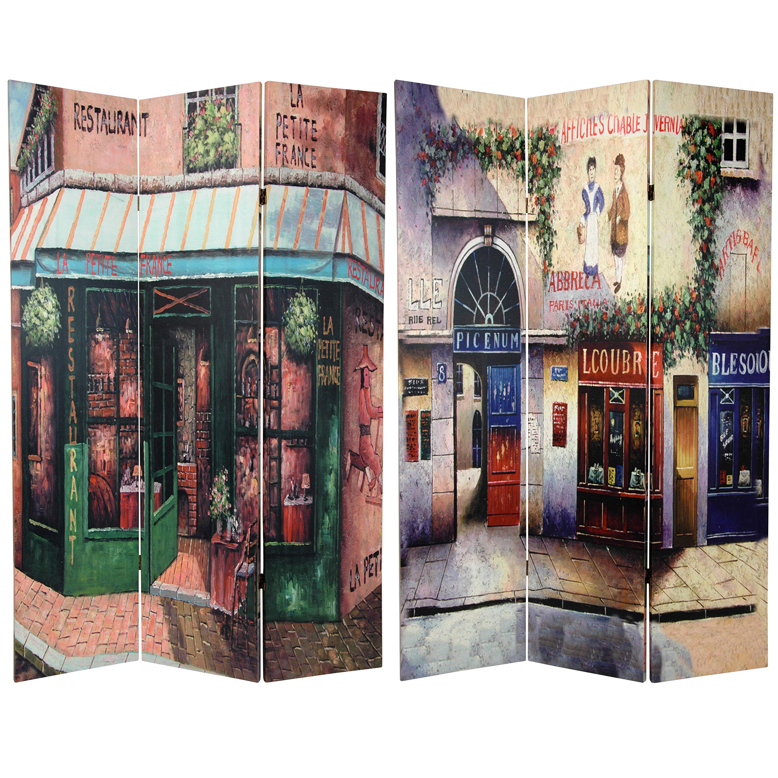 6 ft. Tall Double Sided Parisian Street Room Divider - Elegant Oriental Furniture for Living Room, Bedroom & Office Privacy