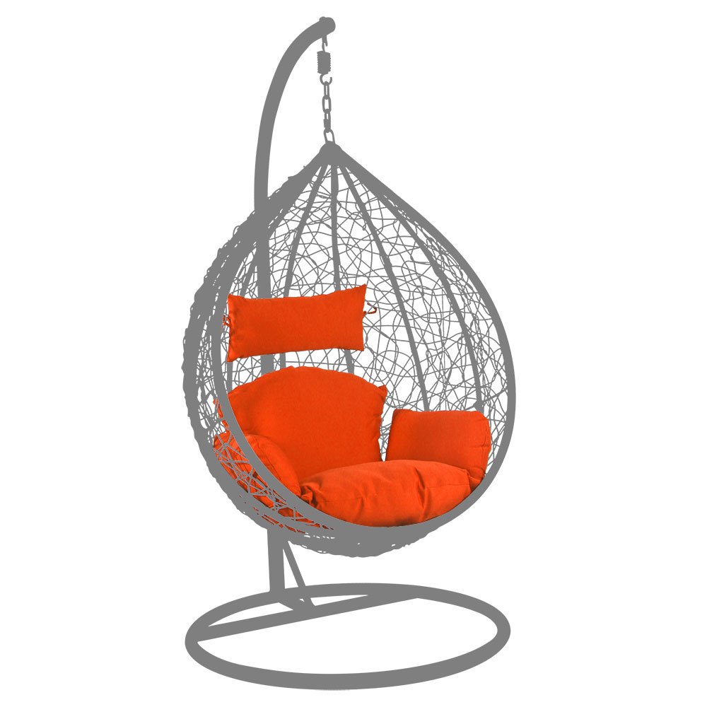Outdoor Hanging Chair with Deep Seat Cushion Set - Includes Headrest & Armrest for Porch, Backyard, Patio - Durable Hammock Swing Replacement Cushions (Orange) - Perfect for Relaxing, Reading & Lounging in Your Garden or Balcony