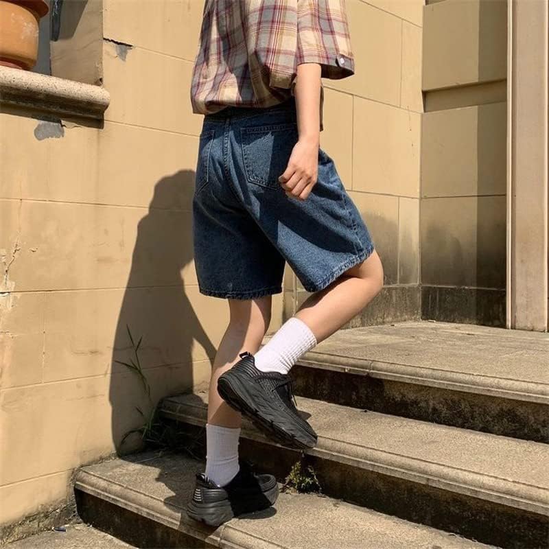 High Waist Knee-Length Denim Shorts for Women - Y2K Baggy Biker Bermuda Shorts | Korean Streetwear & Harajuku Fashion | Perfect for Summer, Casual Wear, and Preppy Style Outfits