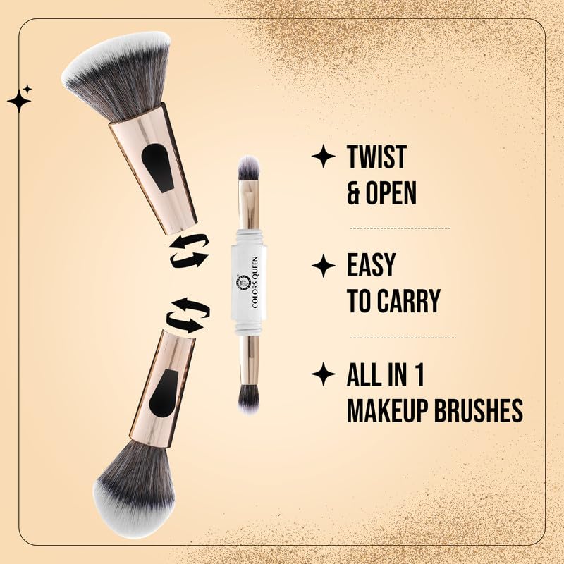 4-in-1 Makeup Brush Set - Foundation, Powder & Eyeshadow Brushes | Soft Bristles for Flawless Makeup