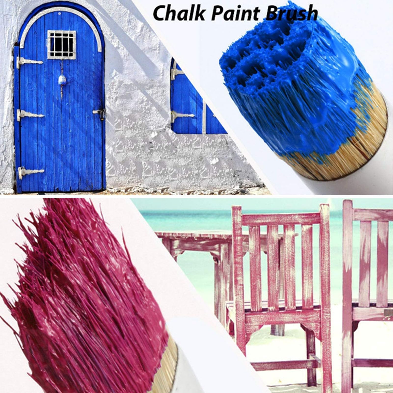 4Pcs Soft Bristle Wax Brushes for Furniture - Handheld Chalk Wax Applicator Set with Easy Operation - Perfect for DIY Home Decor, Woodworking & Chalk Painting Projects