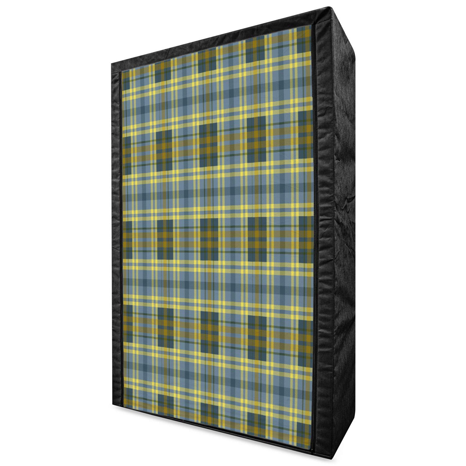 Ambesonne Abstract Portable Fabric Wardrobe - Dark Checkered Geometric Design Clothing Organizer with Shelves, 42.5 Inch, Slate Blue Grey | Perfect for Bedroom, Closet, Dorm & Small Space Storage Solution