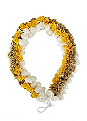 Wizme Yellow Hair Gajra for Women - Traditional Indian Hair Accessory for Weddings, Festivals & Special Occasions - 10g Pack (1 Piece) - Perfect for Diwali, Mehendi & Bridal Hairstyles
