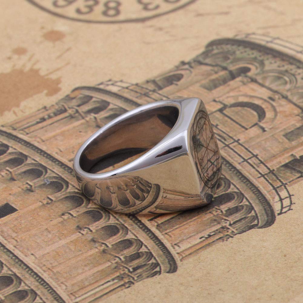Victory Talisman Ring - First Pentacle of Mars Stainless Steel for Men & Women - Spiritual Protection Jewelry