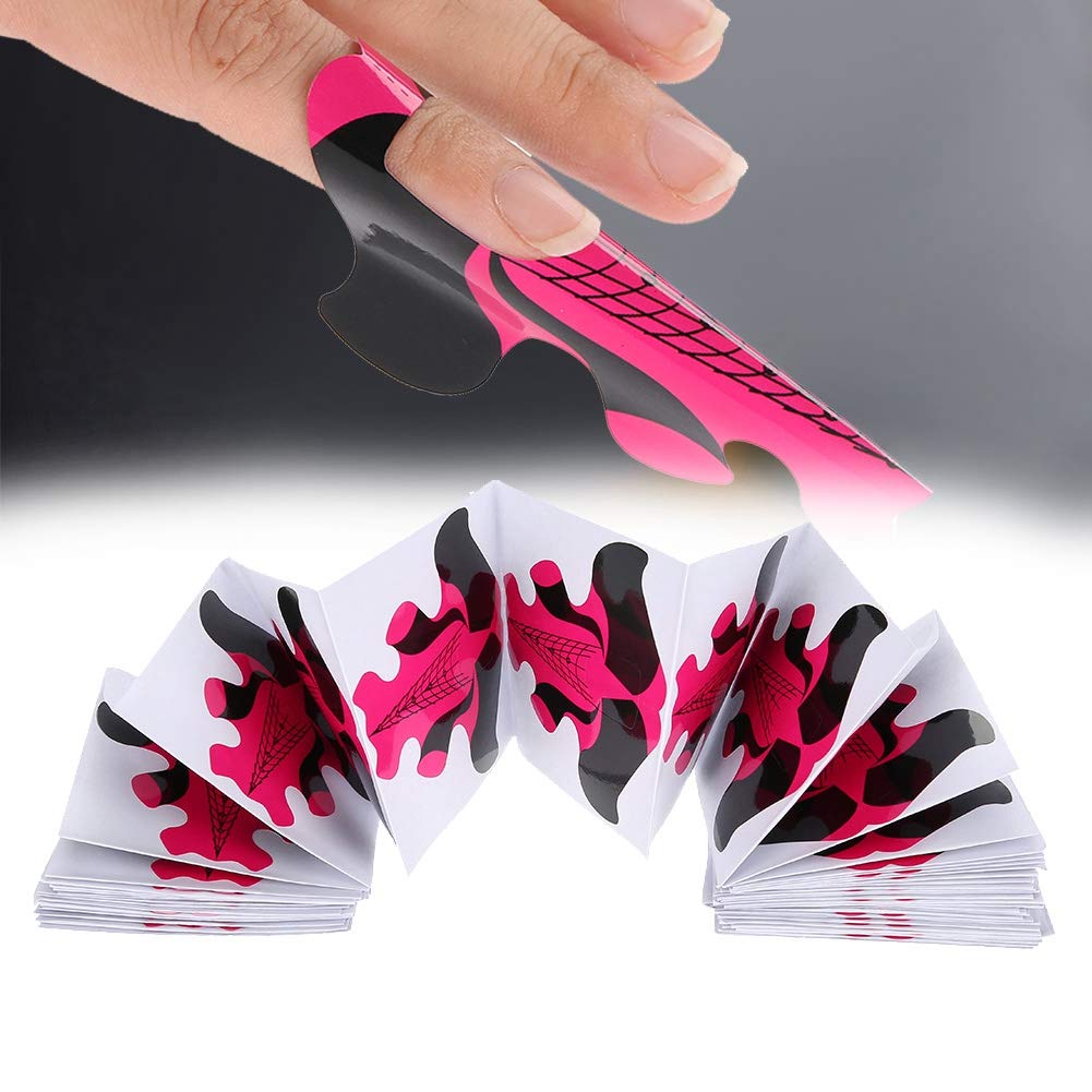 100pcs Nail Extension Forms for UV Gel & Acrylic Nails - Disposable Paper Nail Art Accessories for Salon & DIY Manicure at Home