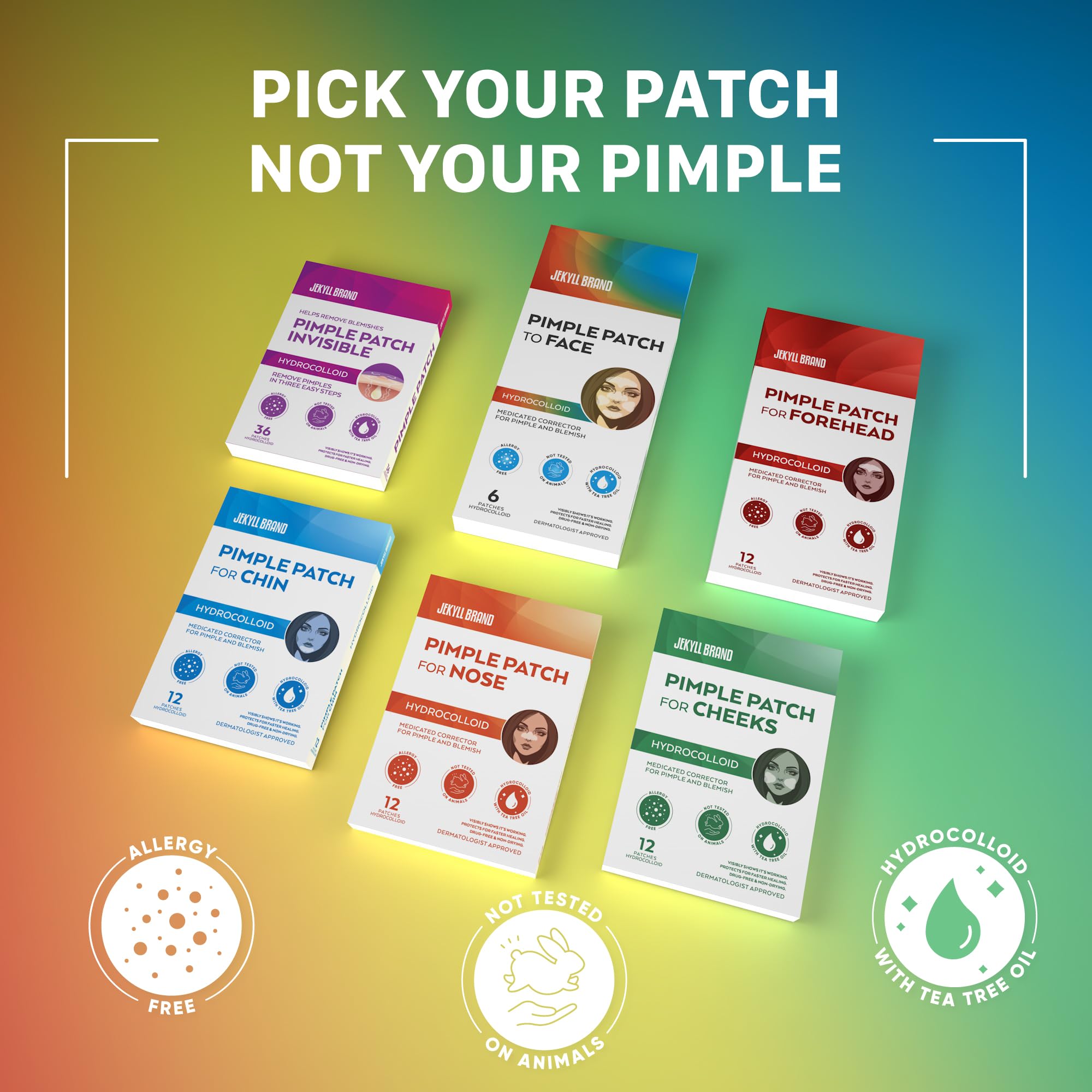 XL Acne Face Patches (6 Sets) - Medical Grade Hydrocolloid Pimple Patches for Breakouts on Nose, Chin, Cheeks & Forehead | Dermatologist Approved | Perfect for Overnight Spot Treatment & Daily Acne Care