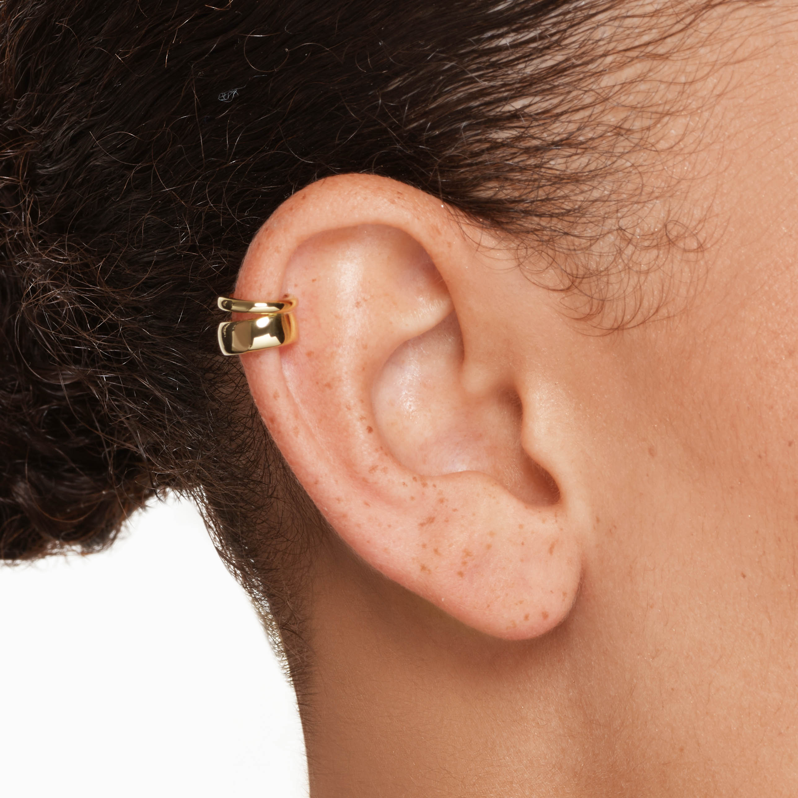Gold Split Band Single Ear Cuff - Trendy Non-Pierced Ear Jewelry for Women - Perfect for Parties, Weddings & Everyday Wear