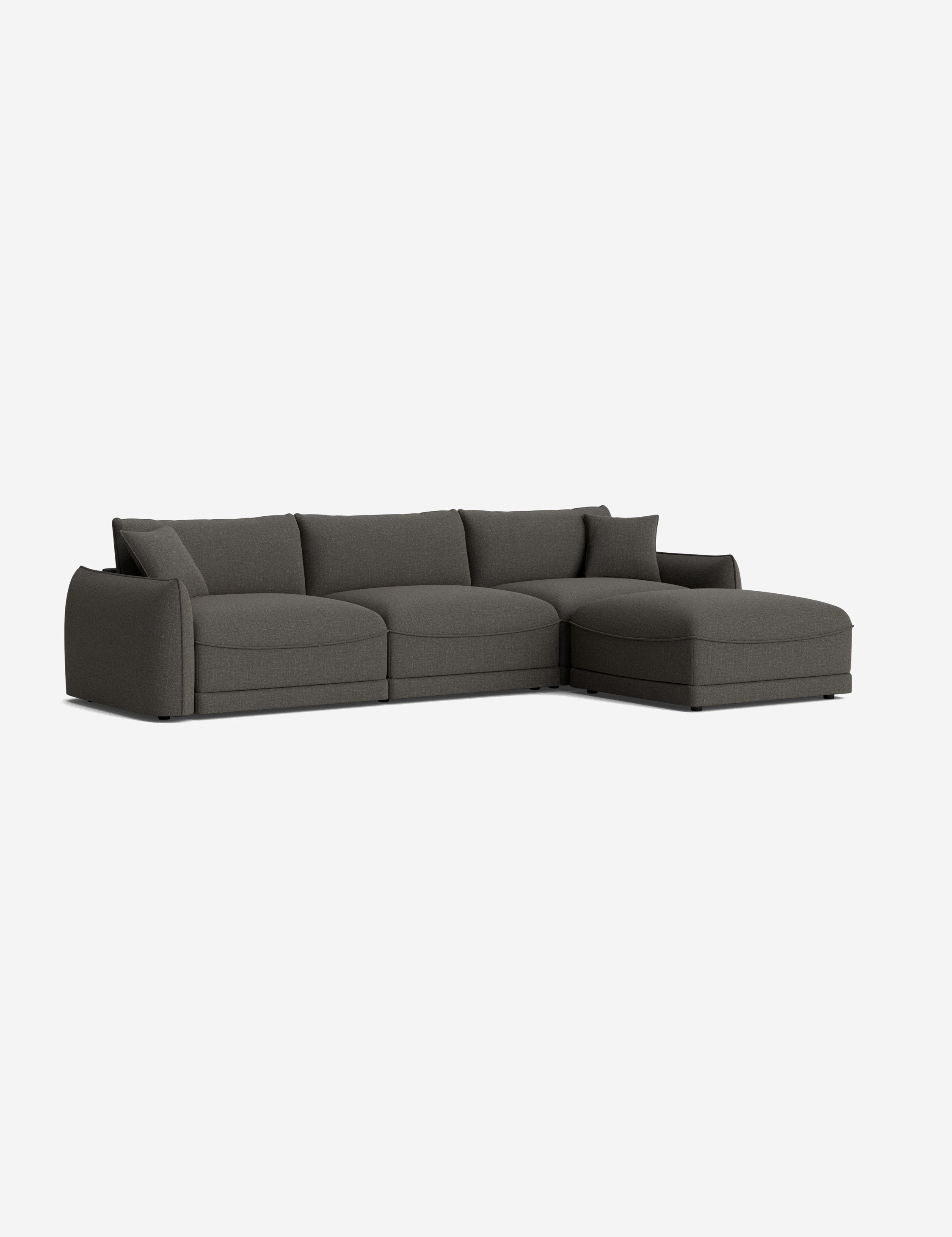 Balmer Sectional Sofa with Ottoman - Modern L-Shaped Couch Set for Living Room, Lounge & Home Theater - Comfortable Fabric Sofa with Chaise & Storage Ottoman