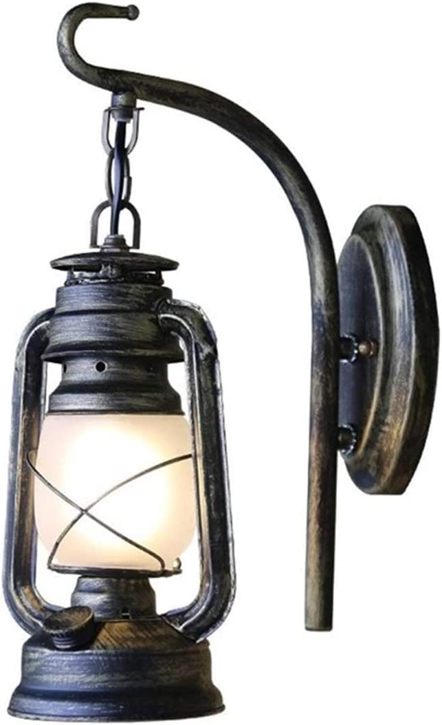 Vintage Outdoor Wall Lamp - Waterproof Iron Porch Light with Glass Shade for Garden, Patio, Garage & Courtyard | Durable Exterior Sconce Lighting for Home & Villa Decor