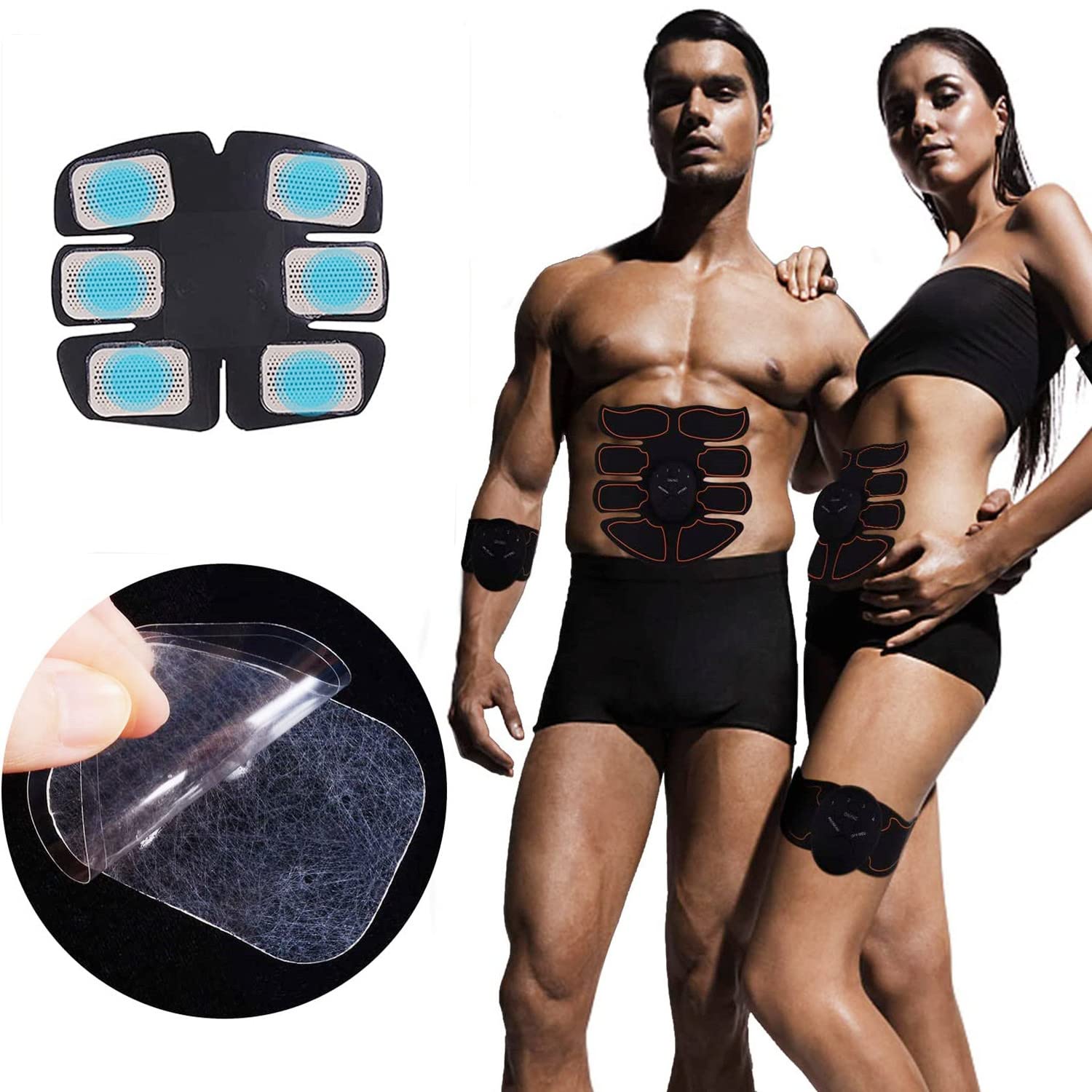 LATRAT 48 Pcs Reusable Hydrogel Gel Pads Replacement for Muscle Stimulator, Abdominal Toning Device, EMS Electrode Pads - Perfect for Home Workouts, Physical Therapy & Pain Relief