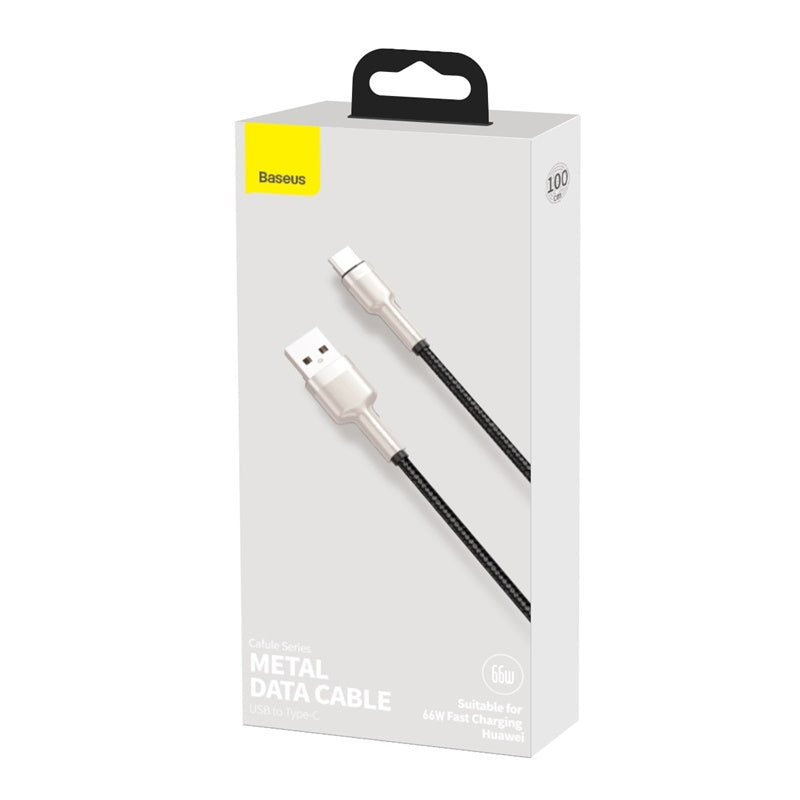 Baseus Cafule Premium 66W Fast Charging Cable 3.3ft USB to Type C, Metal Braided & Durable - Perfect for iPhone, Samsung, MacBook & Quick Charging Devices