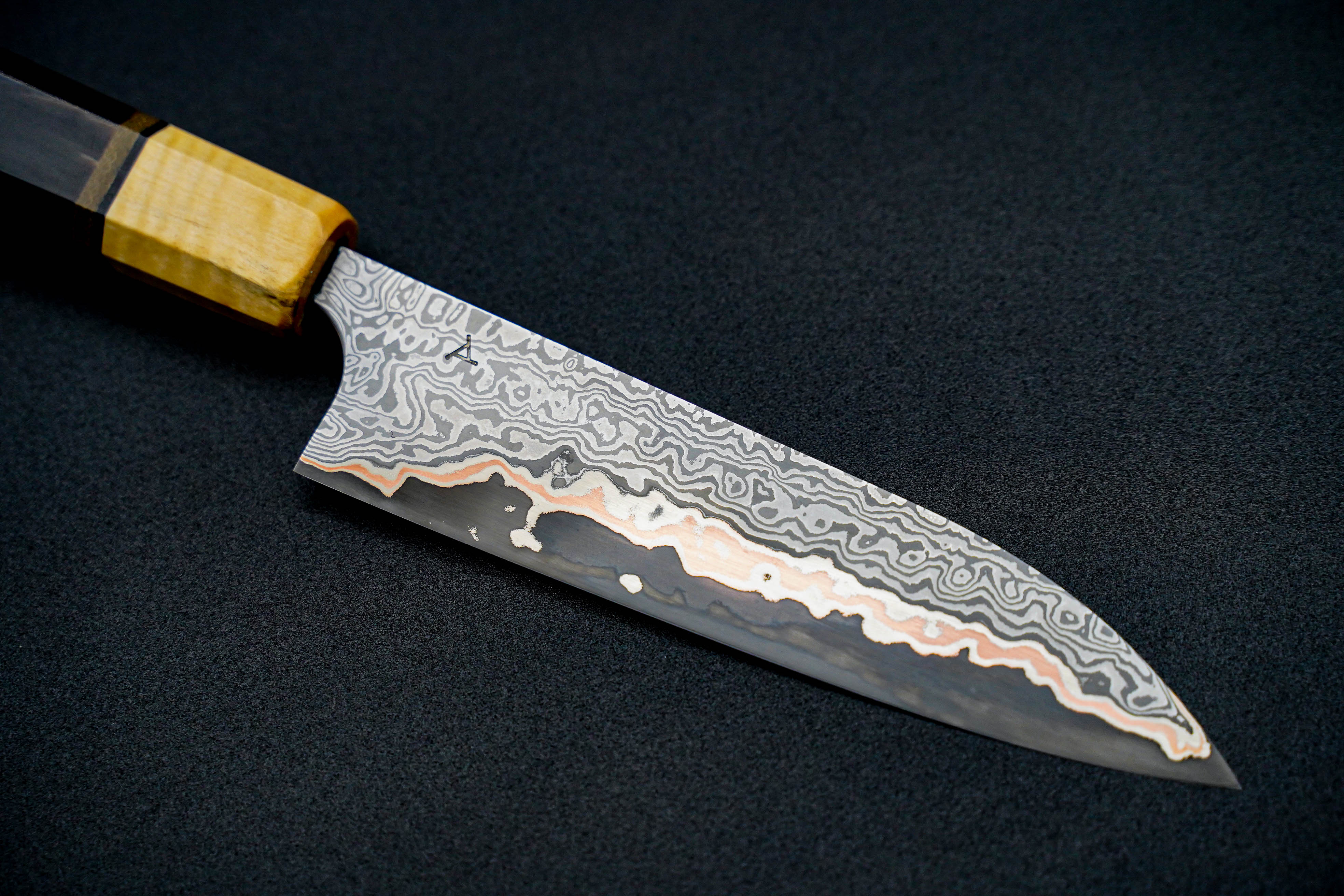 Premium Jamison Chopp 145mm 1095 CuMai Petty Knife - High Carbon Steel Blade with Copper & Damascus Layers - Perfect for Home Chefs, Sushi Prep & Precision Cutting