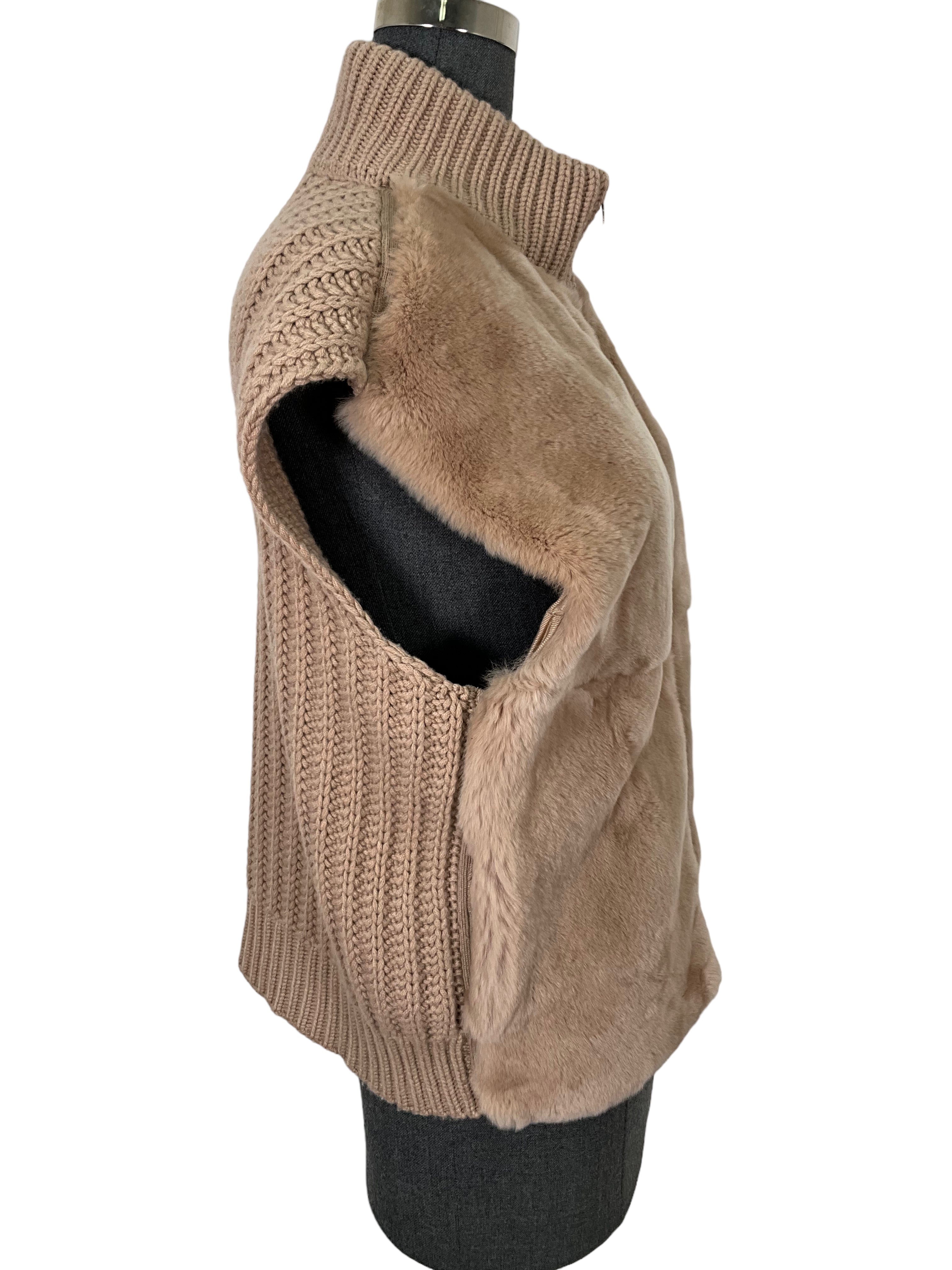 Peserico Women's Rabbit Fur Vest Size M - Soft & Warm Winter Fashion for Outdoor Activities & Casual Wear