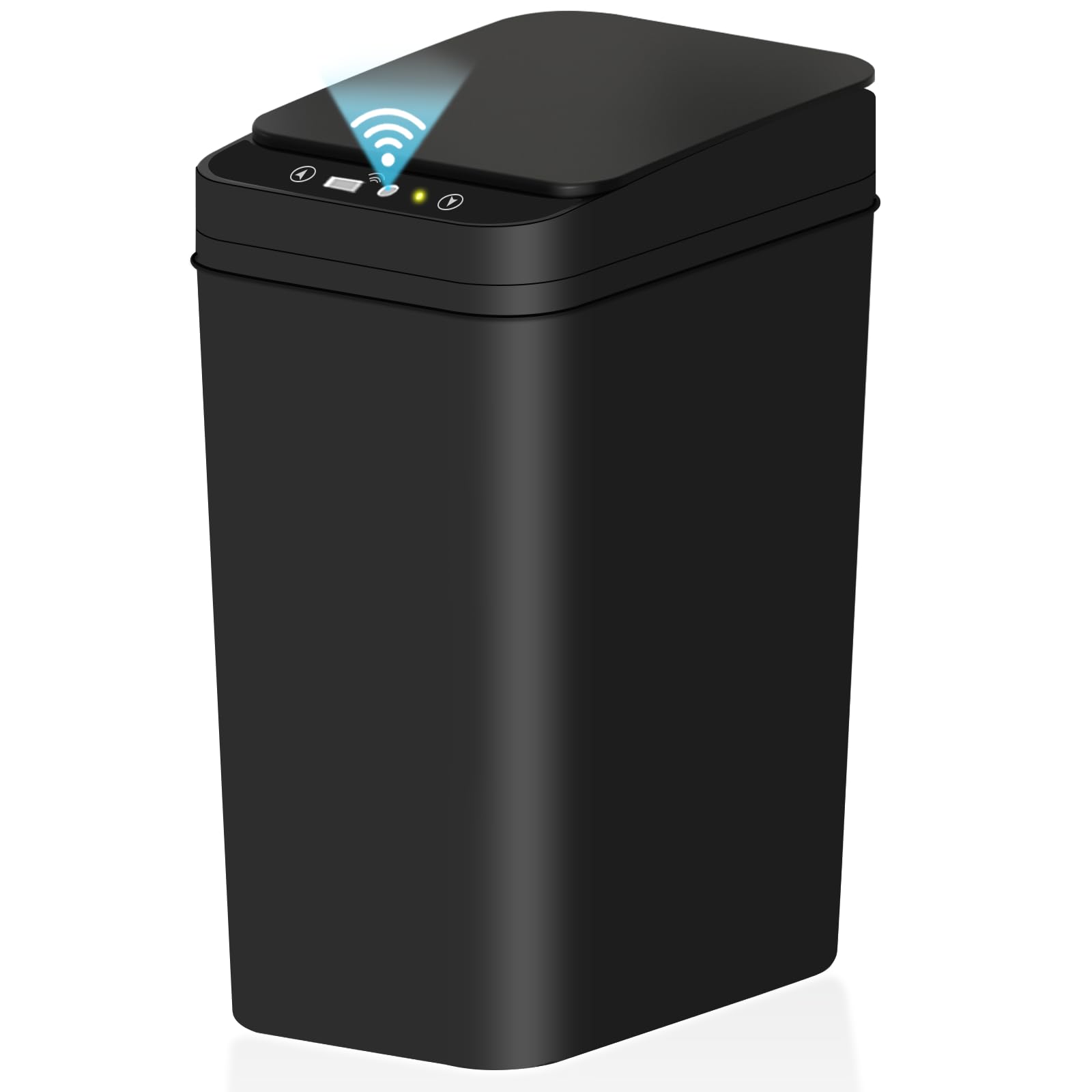 2.6 Gallon Automatic Motion Sensor Trash Can with Lid - Touchless, Waterproof, Slim Design for Bathroom, Bedroom, Office & Living Room - Ideal for Hands-Free Waste Disposal in Small Spaces (Black)