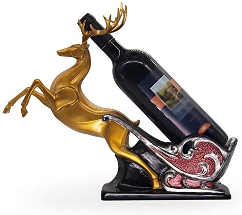 Golden Reindeer Resin Wine Rack - Handcrafted TV Cabinet & Living Room Decor for Red Wine Storage - Perfect for Holiday Gifts, Christmas Decorations & Home Bar Accessories