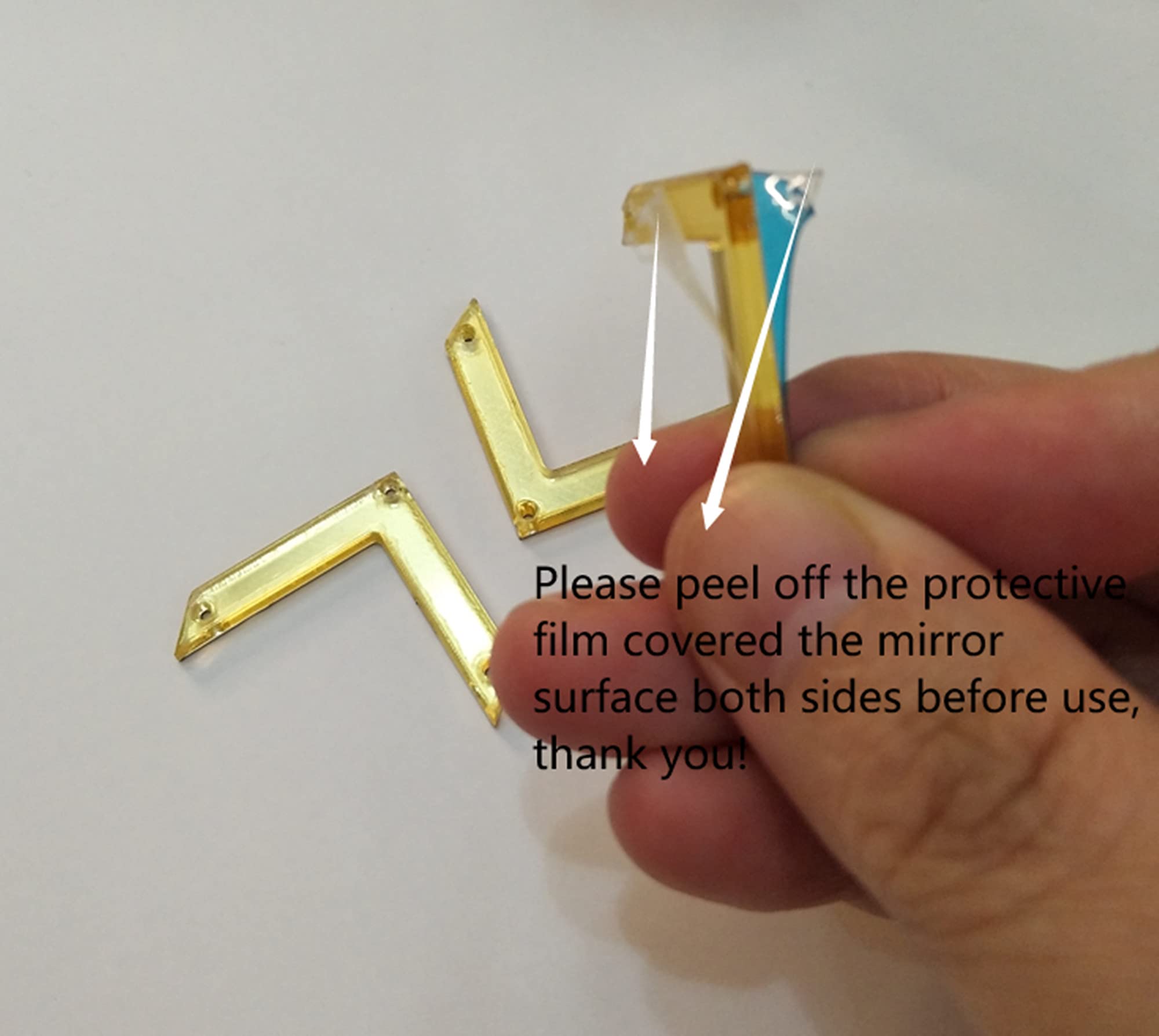 50PCS Gold Sew-on Right Angle Mirror Rhinestones, V-Shaped Acrylic Mirror Sewing Crystals for DIY Clothing, Costumes, and Accessories - Perfect for Dresses, Hats, Bags, and Home Decor Embellishments
