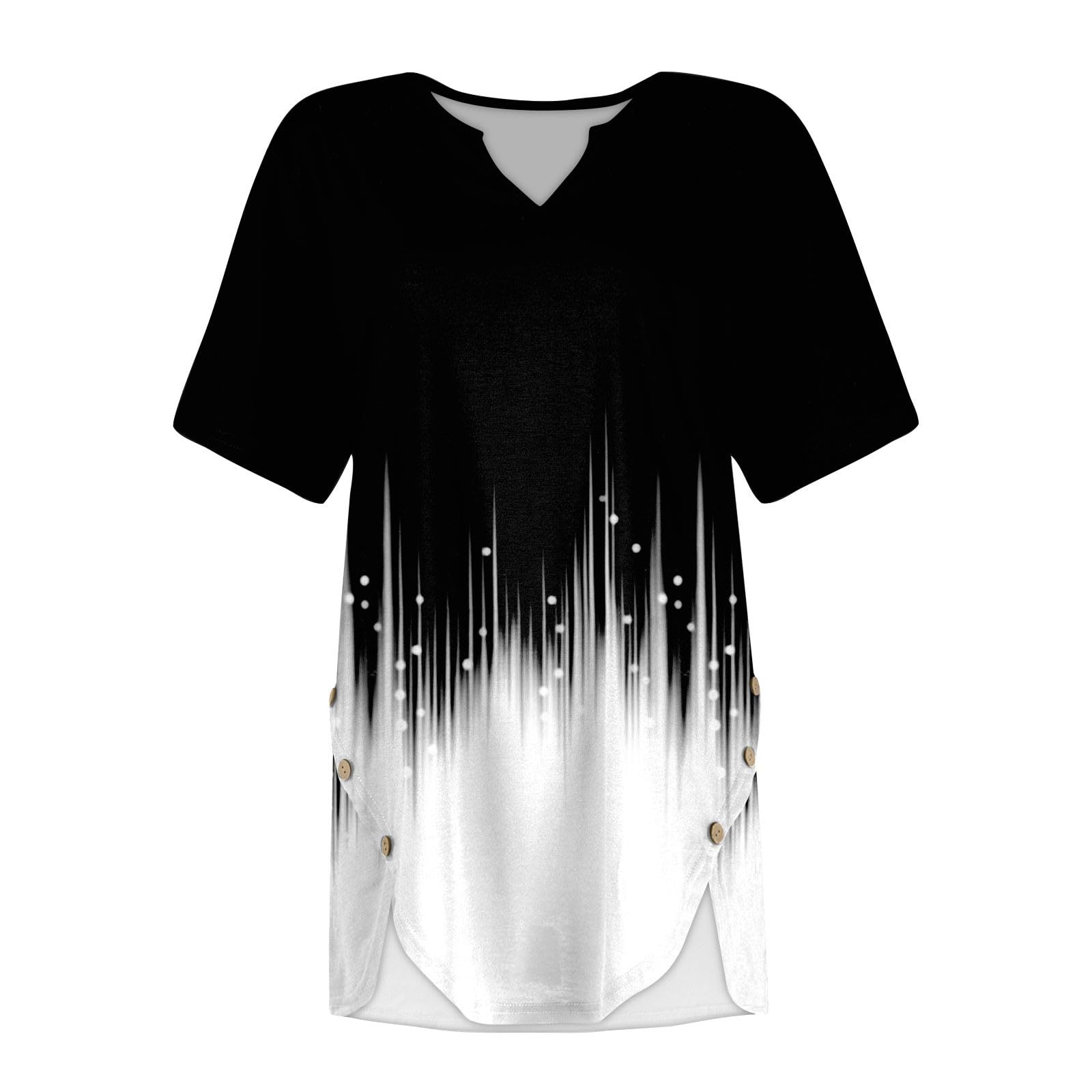 2024 Summer Women's Floral Printed V-Neck Short Sleeve Tunic Tops - Casual Vacation Blouses & Beach Shirts for Outdoor Activities, Travel and Daily Wear
