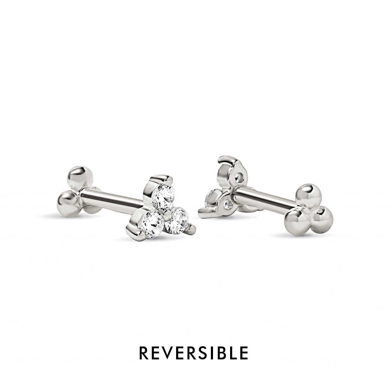 Trinity Beads & Gemstone Flat Back Studs Earrings for Women - Elegant Jewelry for Daily Wear, Parties & Gifts