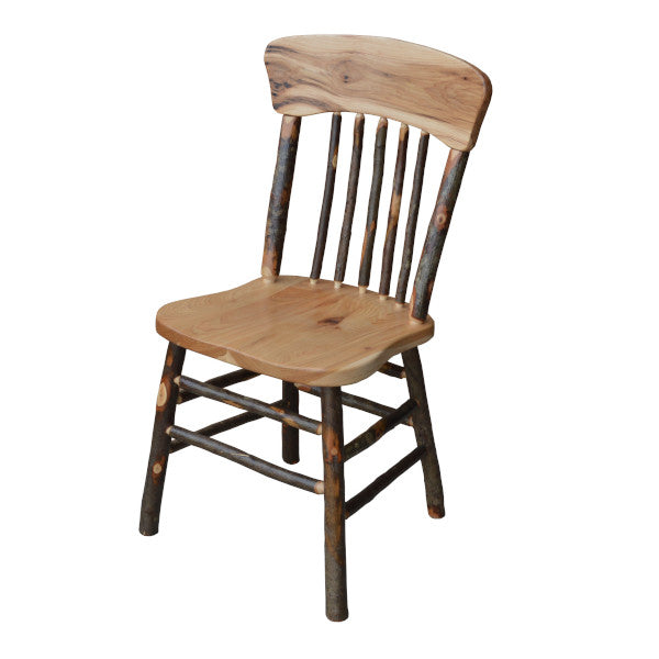 Solid Wood Hickory Panel Back Dining Chair - Rustic Farmhouse Style for Kitchen, Dining Room & Outdoor Patio Use