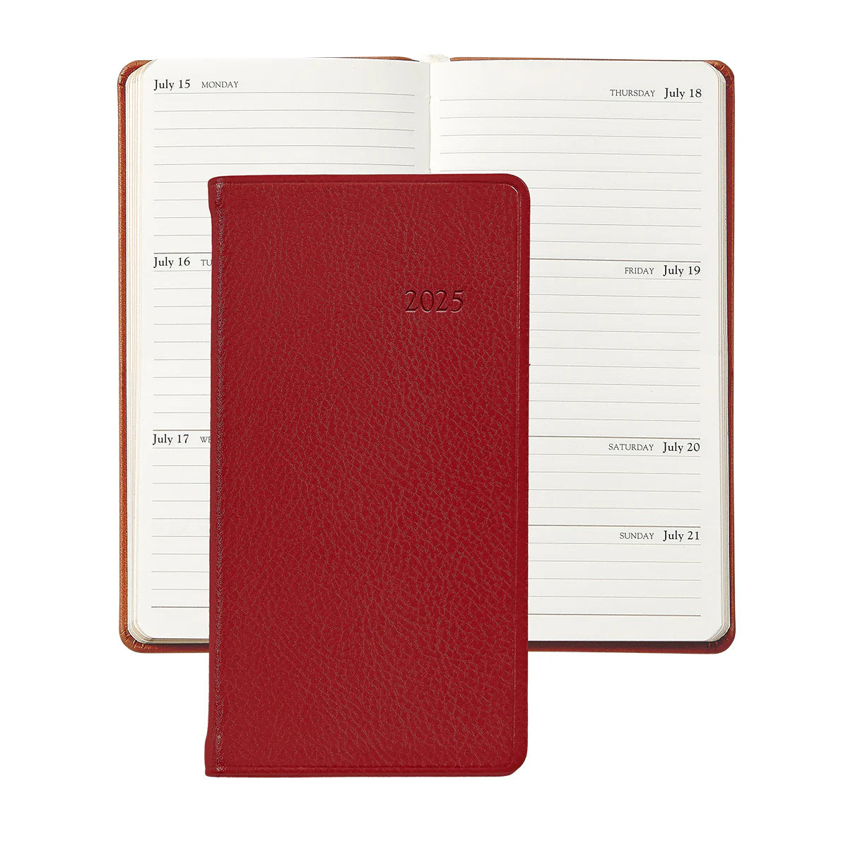 2025 Leather Pocket Planner - 6 Traditional Designs for Daily Scheduling & Organizing | Perfect for Work, School, and Personal Planning