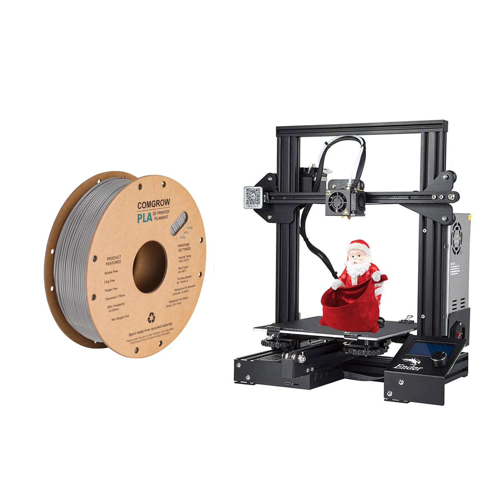 Comgrow Official Creality Ender 3 3D Printer with PLA Filament Bundle - High Precision DIY 3D Printing Kit for Home, School & Office Projects (Grey)