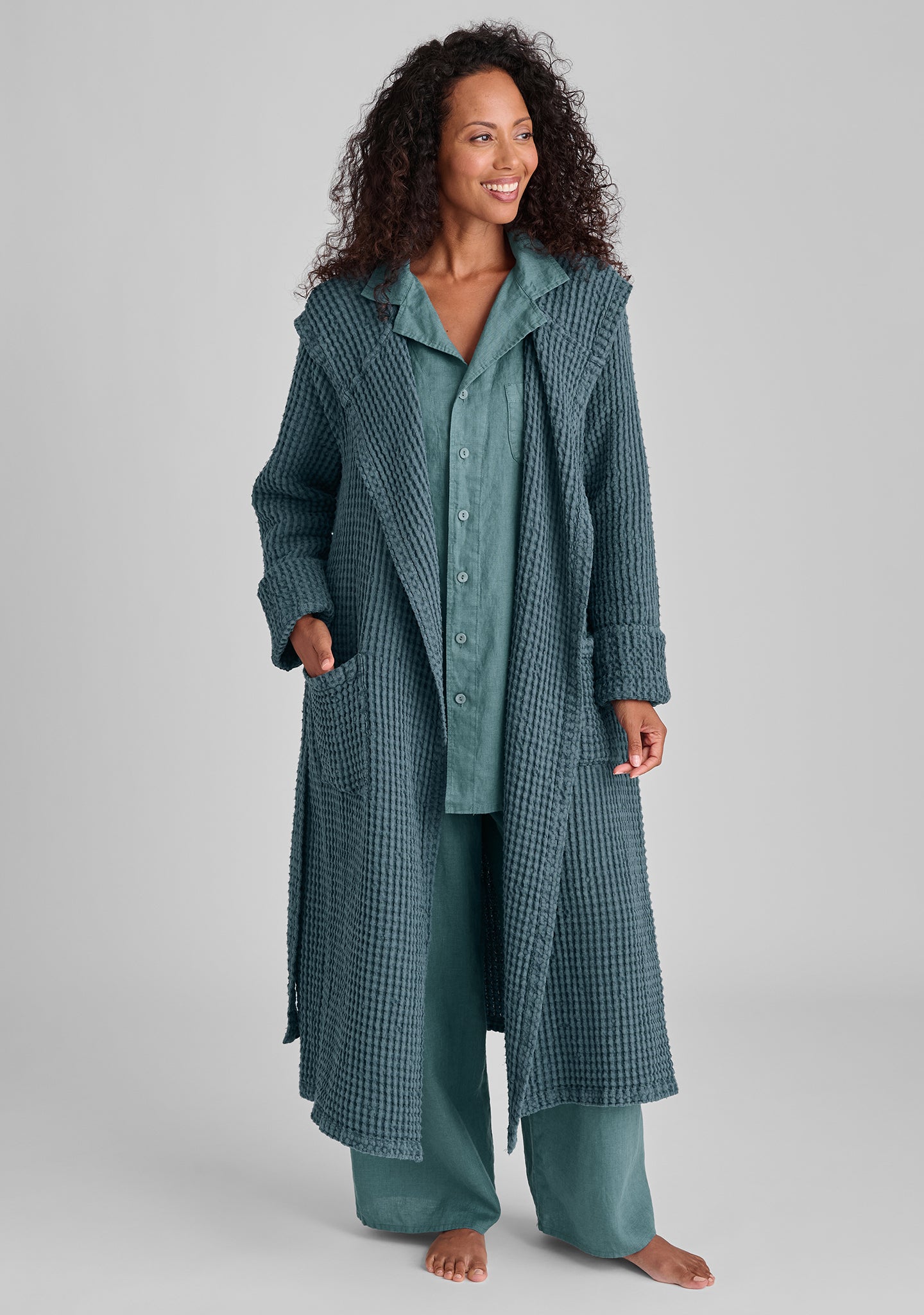 Women's Hooded Linen Robe - Lightweight Summer Wrap Cover Up - Perfect for Beach, Pool, Spa & Lounging at Home