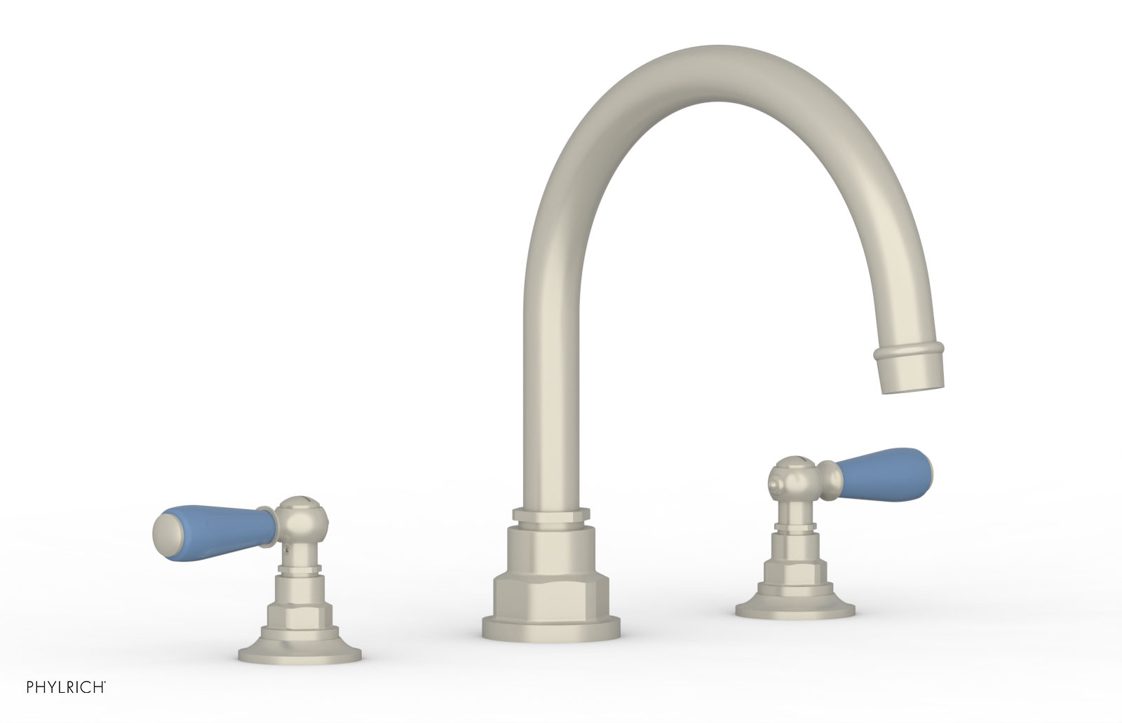 Jamestown Deck Tub Set with Lever Handles - Light Blue Accented Bathroom Sink for Modern Homes (165-41) | Perfect for Guest Bathrooms, Powder Rooms & Coastal Style Decor