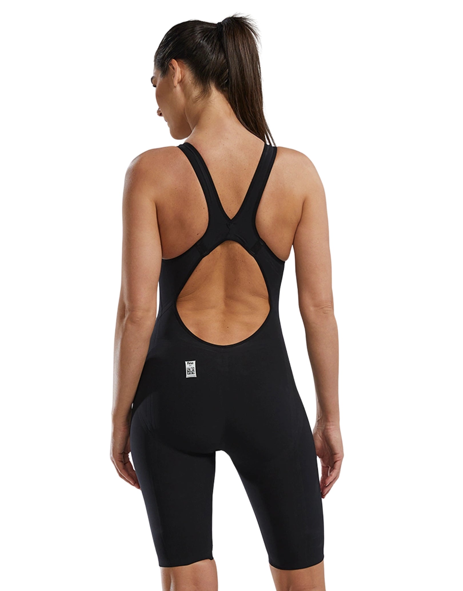 Venzo Open Back Kneeskin - Onyx Black | High-Performance Swimwear for Competitive Swimming & Water Sports