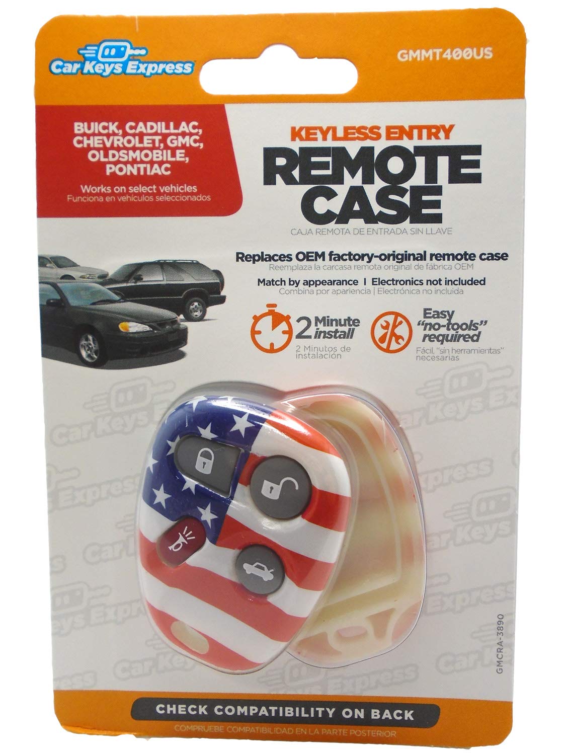 GM Keyless Remote - 3 Button USA Flag Shell for Car Keys | Easy Replacement