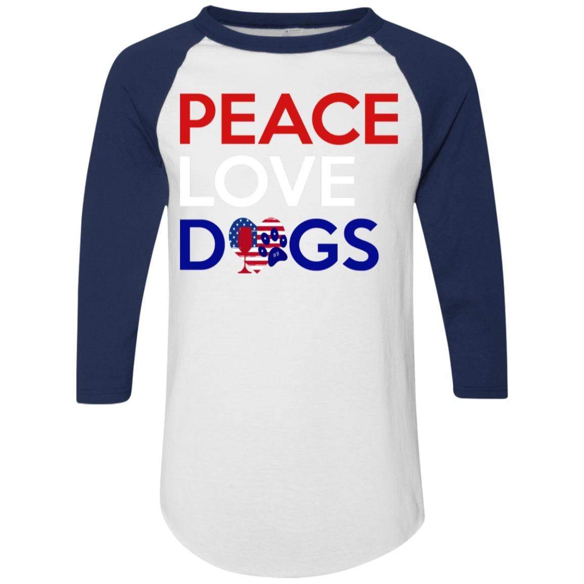 Peace Love Dogs Colorblock Raglan Jersey - Trendy & Comfortable Women's T-Shirt for Dog Lovers | Perfect for Casual Wear, Dog Walks & Pet-Themed Events