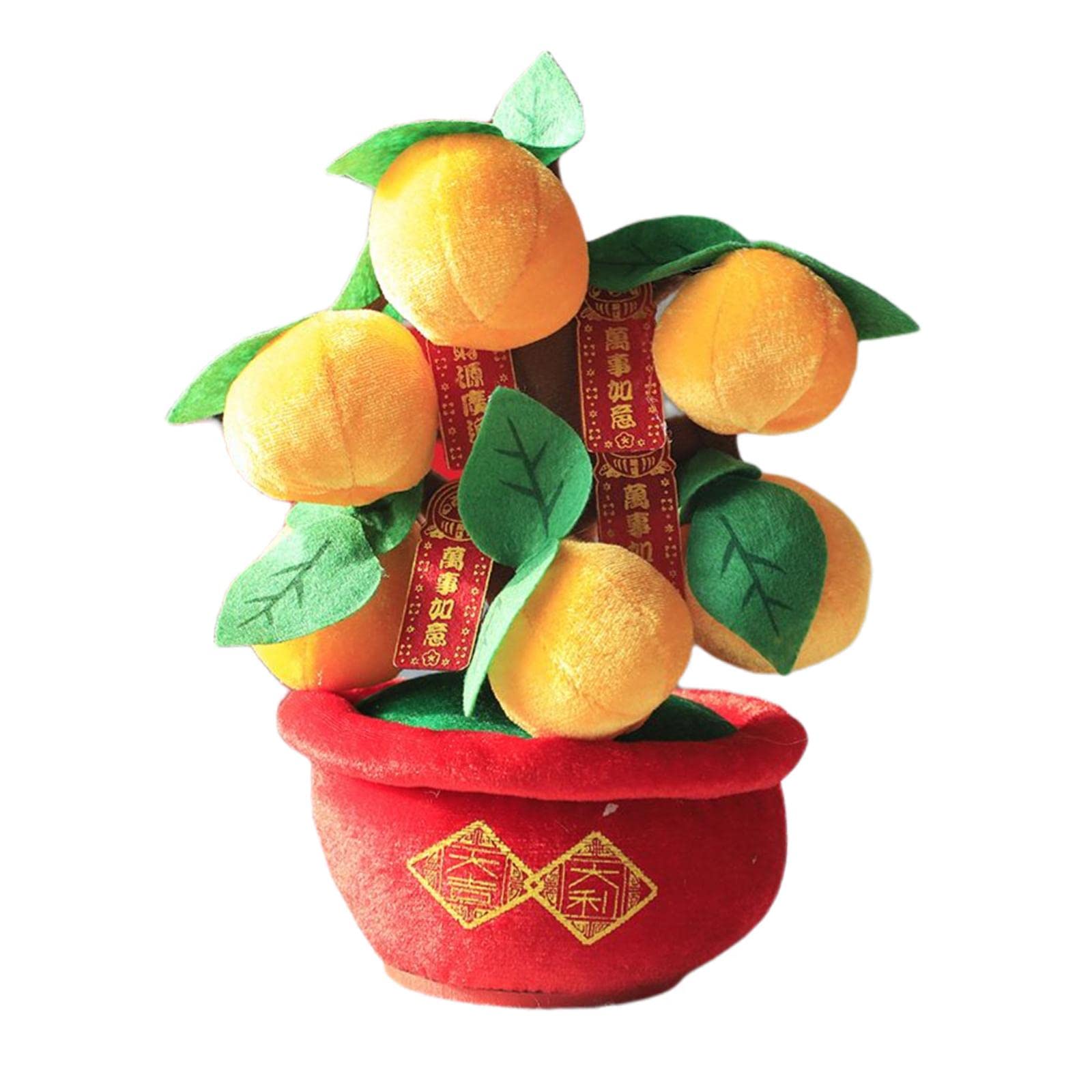 FAKEME Realistic Felt Bonsai Tree Decorative Pillow - Soft Plush Home Decor for Christmas, New Year, Spring Festival | Perfect for Living Room, Bedroom, Office Desk Decorations - Orange