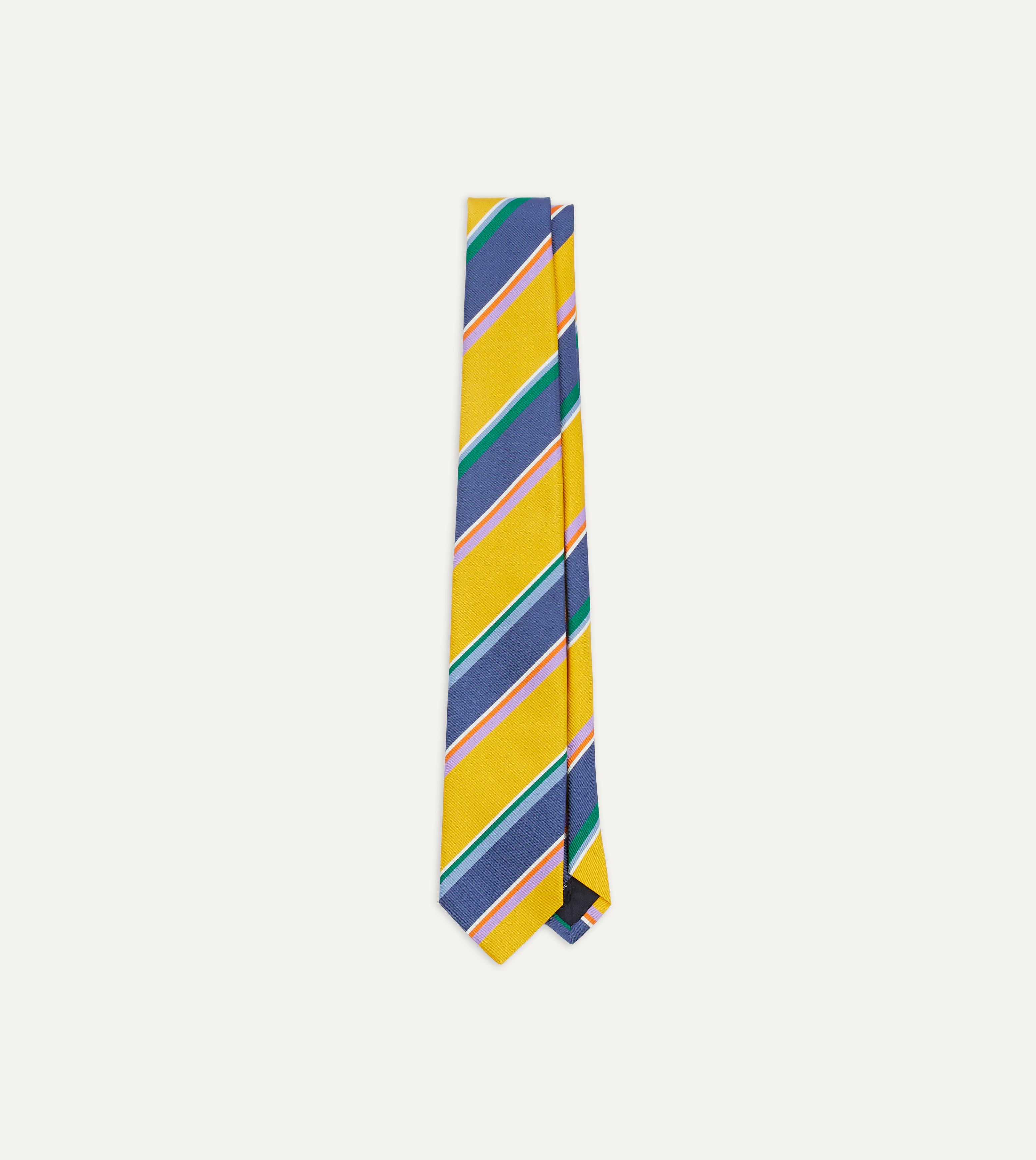 Premium Yellow Multi-Stripe Silk Tipped Necktie for Men - Elegant Business & Formal Occasions, Weddings & Office Wear
