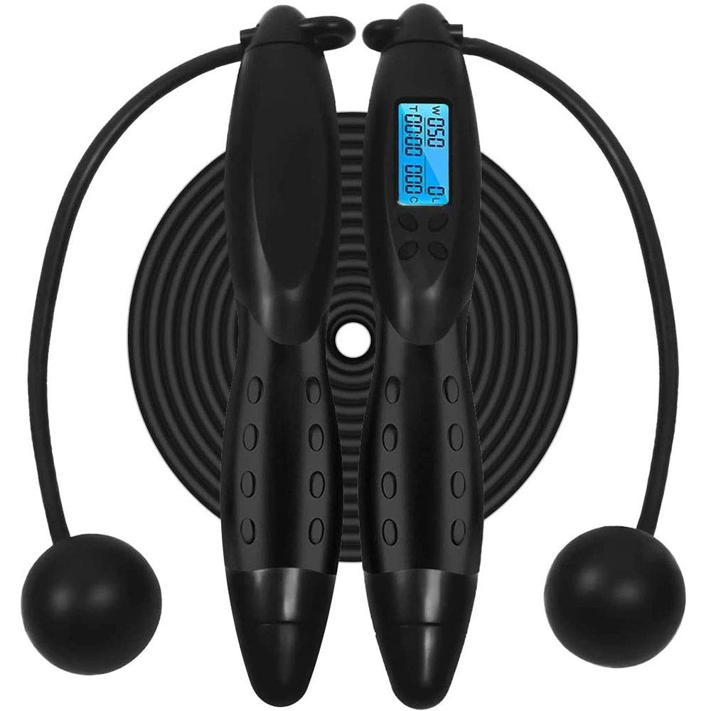 Faxiang Cordless Jump Rope with Digital Counter - Adjustable Length Ropeless Skipping Rope for Fitness, Boxing Training & Home Workouts | Tracks Calories, Jumps & Workout Time