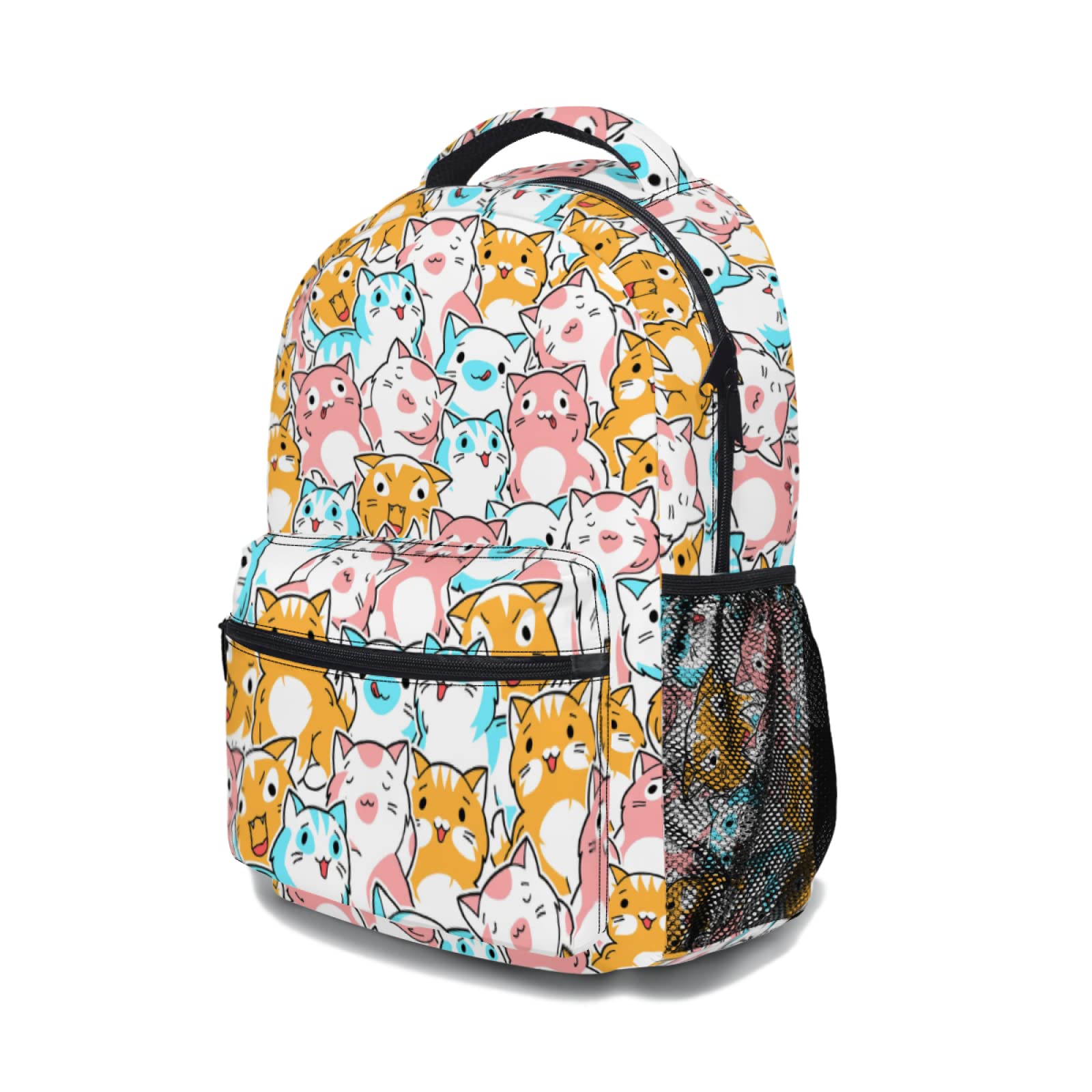 Cute Cartoon Cats Backpack - Durable School Bookbag for Kids & Teens, Lightweight Laptop Daypack for Travel, Hiking & Daily Use - Perfect for Girls & Boys