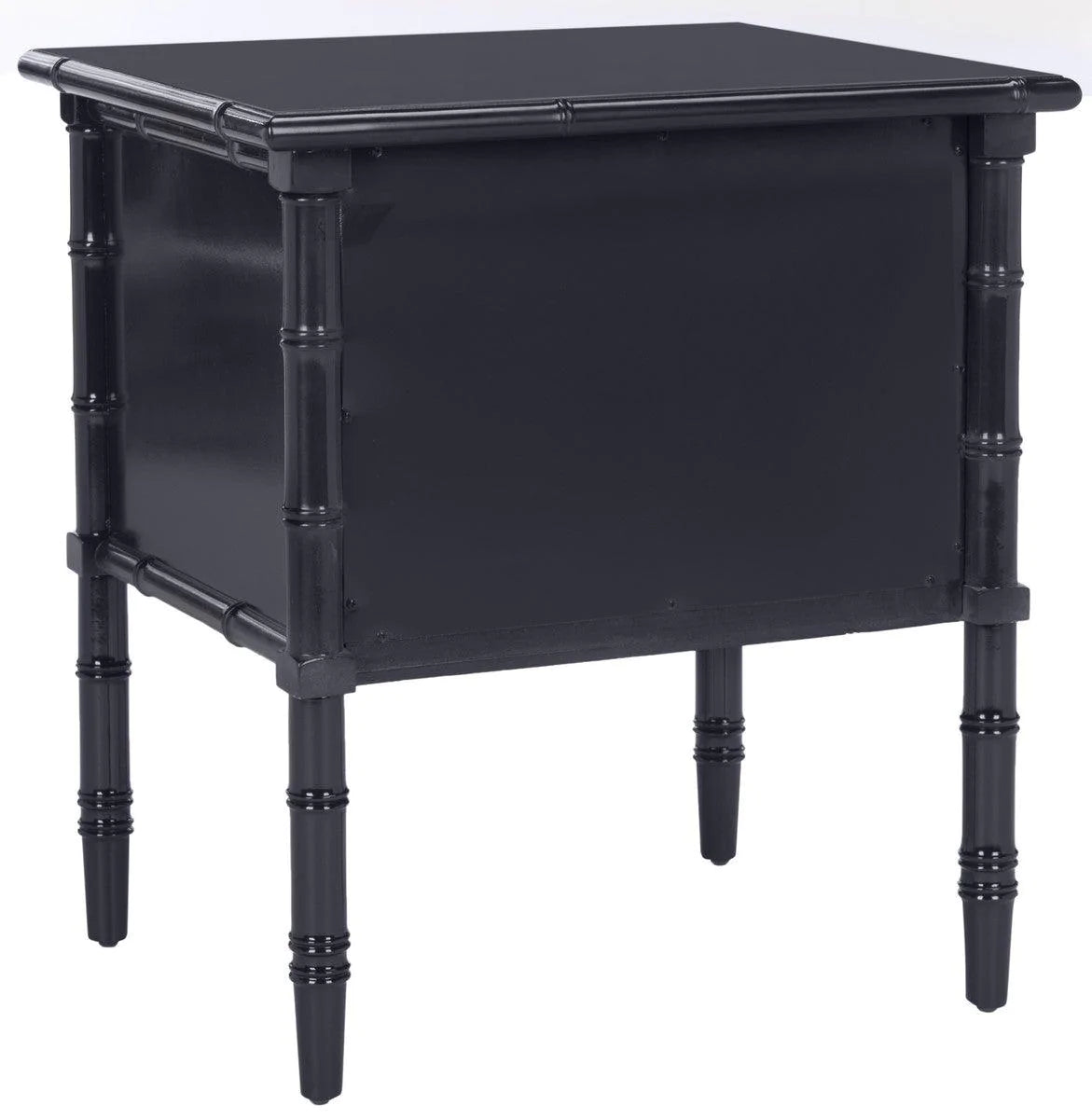 Coastal Two Drawer Bamboo Nightstand in Navy - Stylish Bedside Table for Beach House, Bedroom & Guest Room Decor