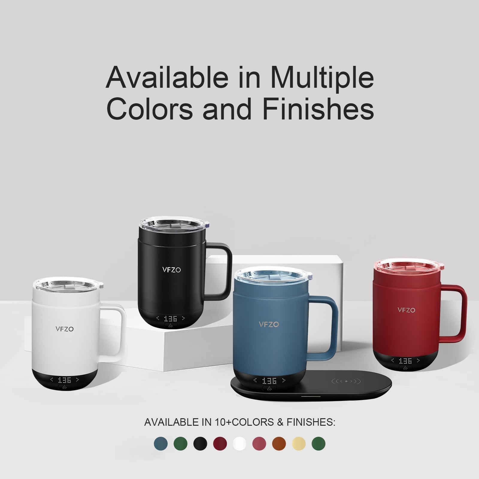 16oz Smart Self-Heating Coffee Mug with Temperature Control & LED Display - 180 Min Battery Life, Fast Wireless Charging Base (149℉ Max) - Perfect for Office, Travel & Home Use - Slate Blue