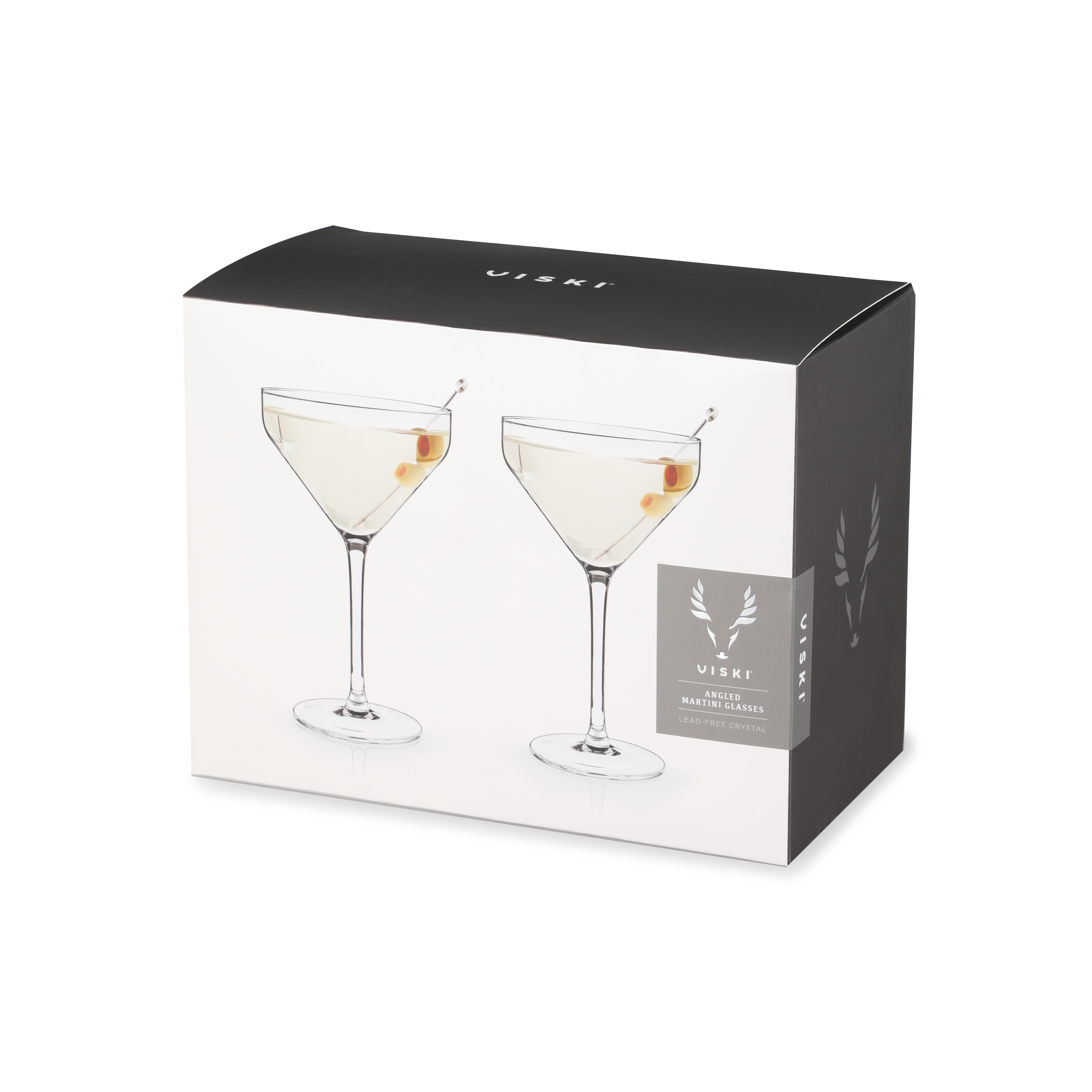 Raye Angled Crystal Martini Glasses Set of 2 - Elegant Cocktail Glasses for Martini, Margarita & Champagne - Perfect for Parties, Weddings & Home Bar Decor