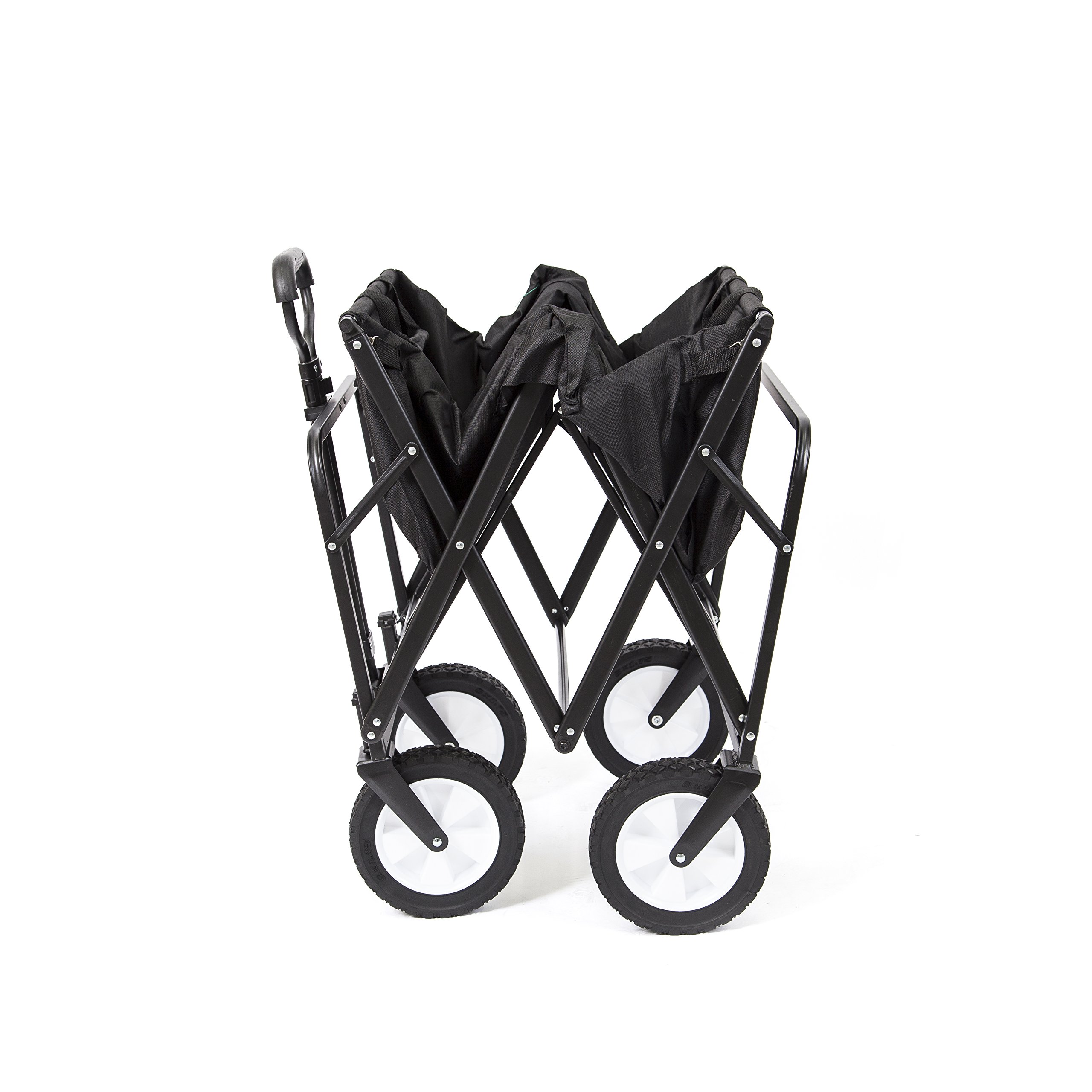 MacSports Collapsible Folding Outdoor Utility Wagon Cart with 150lb Capacity - Perfect for Beach, Camping, Picnics & Grocery Shopping (Black)