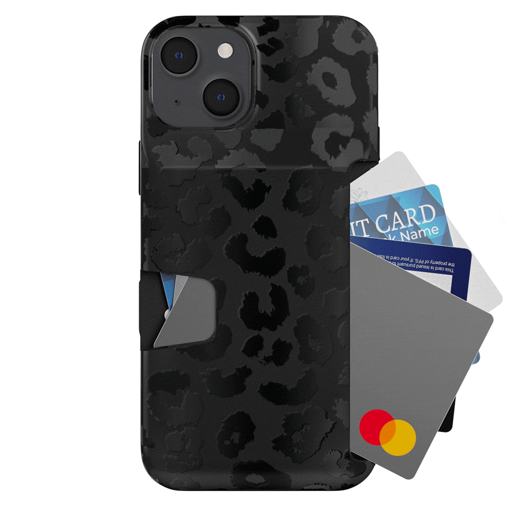 Black Leopard iPhone Wallet Case - Slim Leather Phone Cover with Card Holder for iPhone 13/14/15 Pro Max - Perfect for Travel, Shopping & Everyday Use