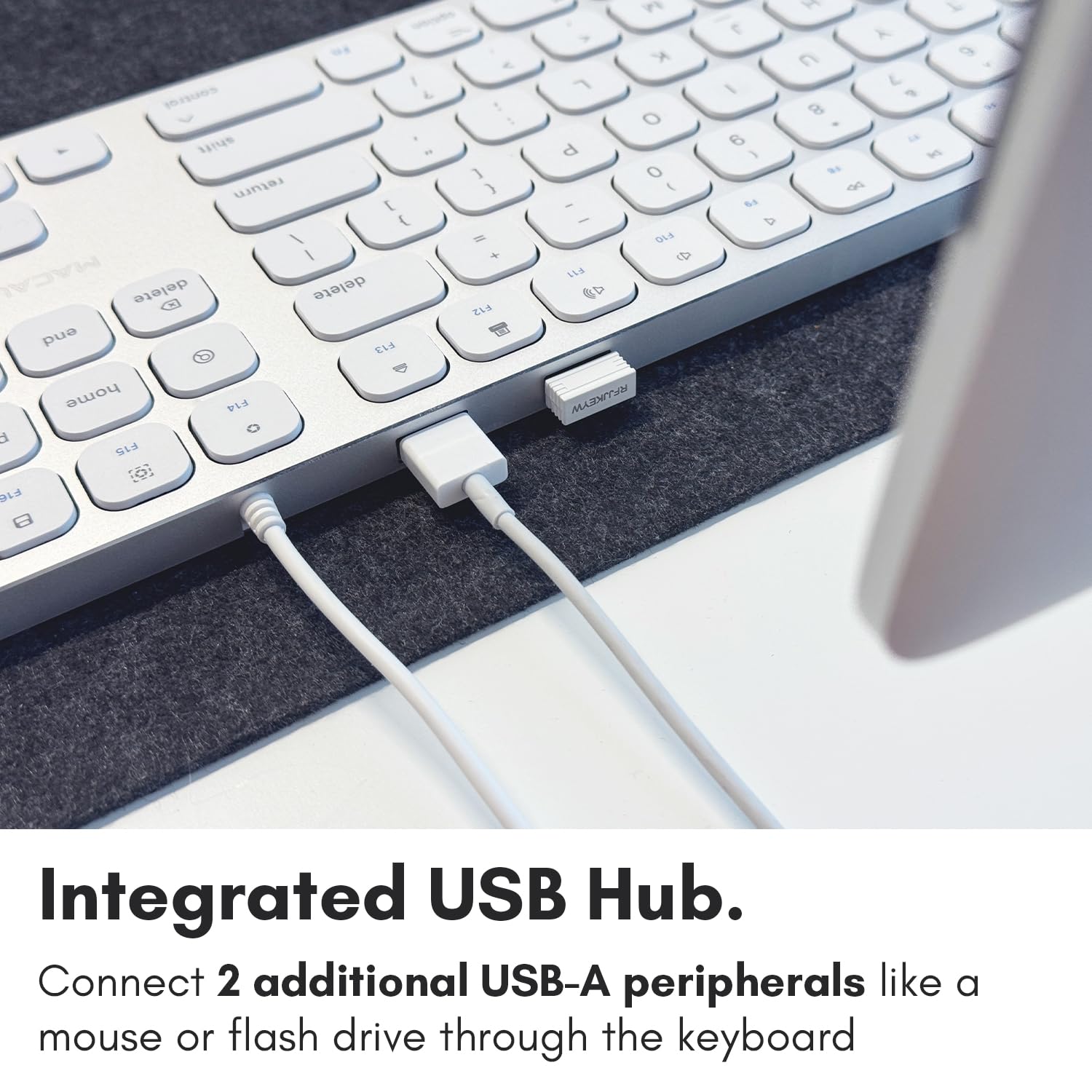 Macally Full-Size Mac Keyboard with Number Pad - USB Hub for MacBook Pro/Air (Silver) - Perfect for Office & Creative Work