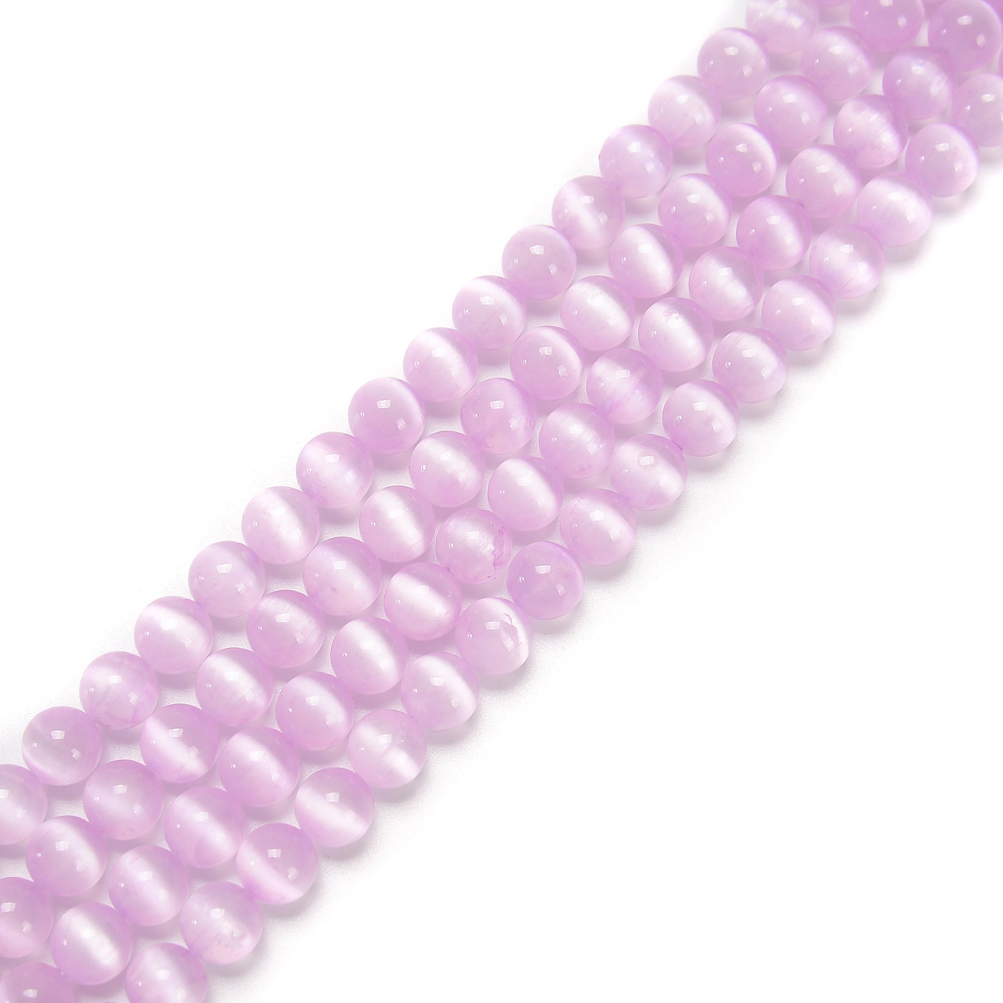 Natural Pink Selenite Smooth Round Beads - 6mm, 8mm, 10mm - 15.5