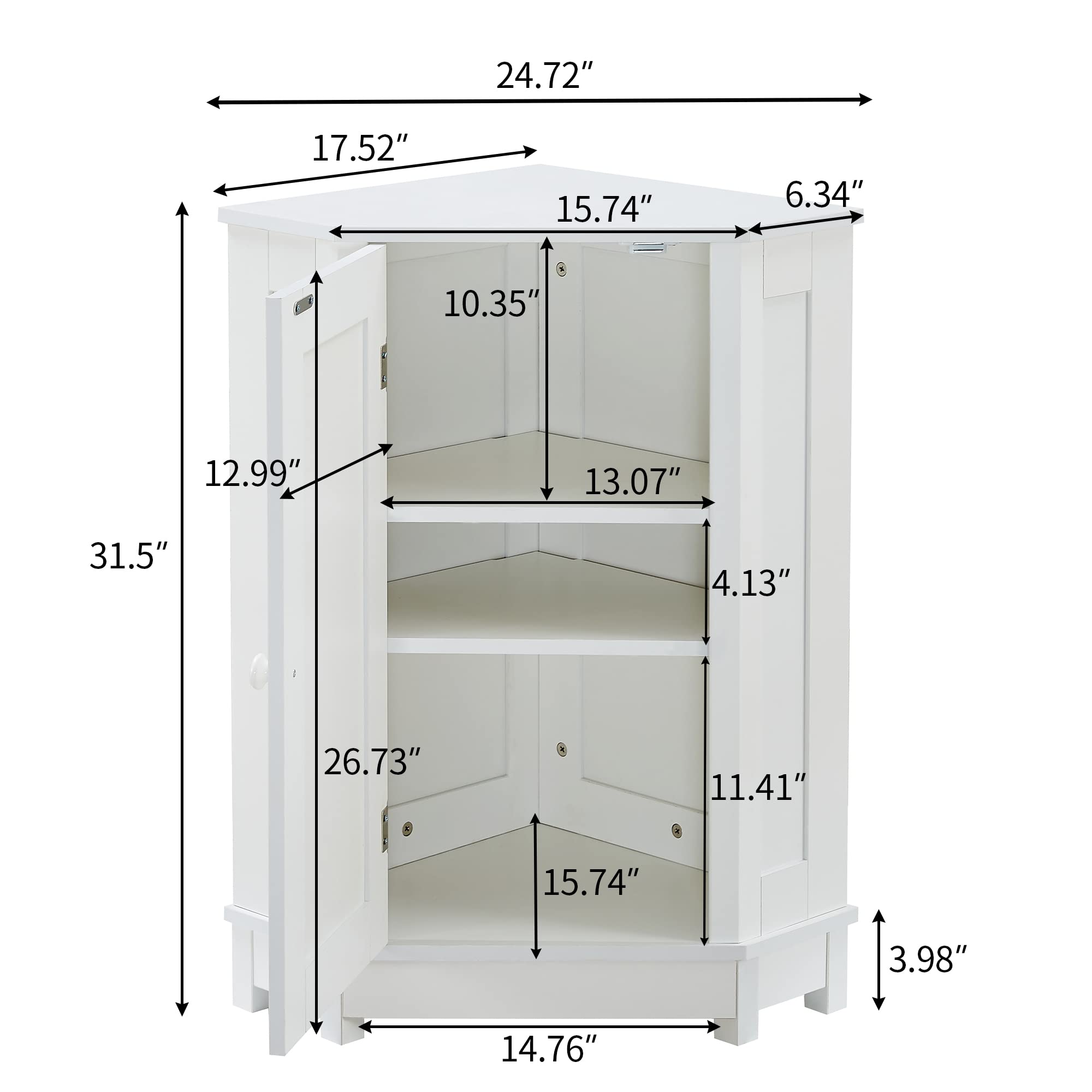 Merax White Corner Cabinet with Shelves - Bathroom, Kitchen & Living Room Floor Storage Organizer - Perfect for Small Spaces, Home Decor & Clutter-Free Organization