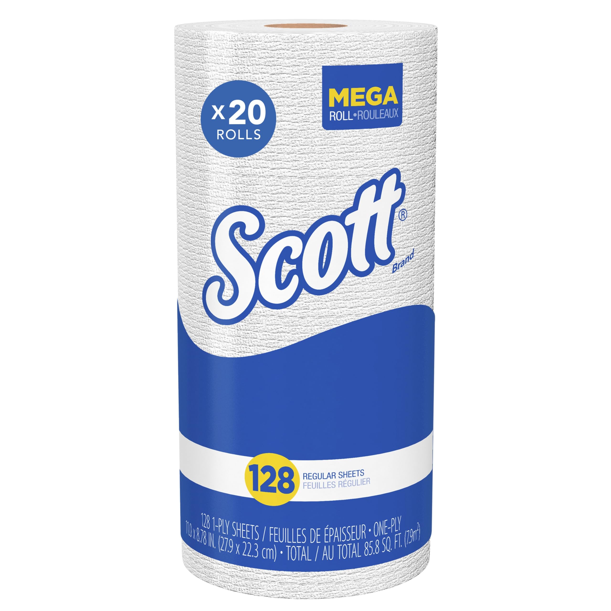 Scott Kitchen Paper Towels (41482) - Super Absorbent & Fast-Drying, 128 Sheets Per Roll, 20 Rolls Per Case - Perfect for Spills, Cleaning & Kitchen Use