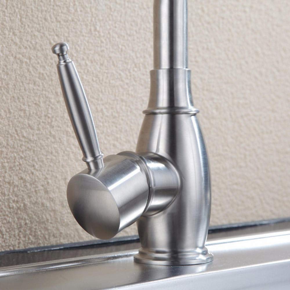 Premium 304 Stainless Steel Kitchen Faucet - Single Handle Hot & Cold Water Mixer Tap for Sink - Ideal for Modern Kitchens, Restaurants, and RV Camping Use