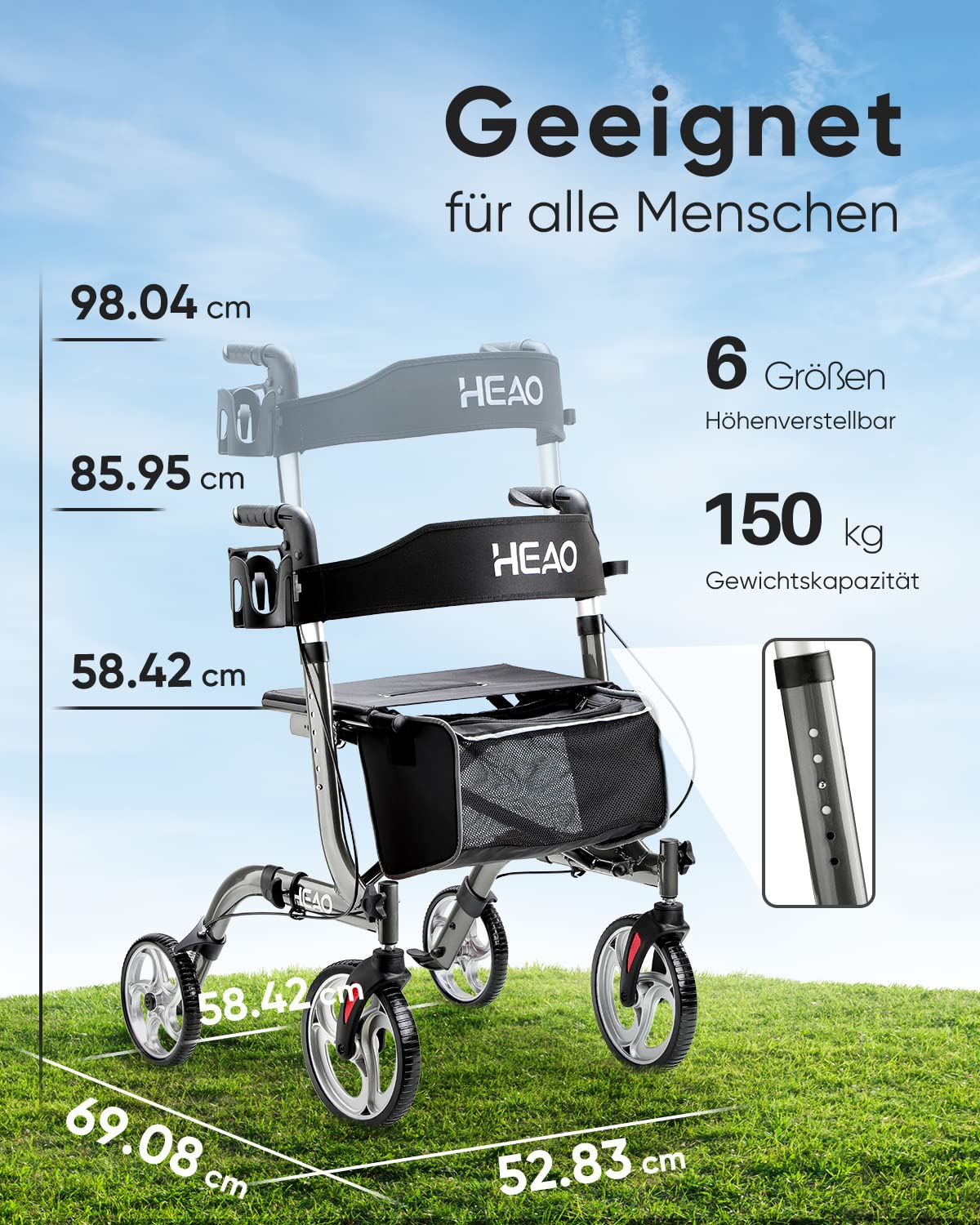 HEAO Foldable Lightweight Walker with Seat for Seniors - 10