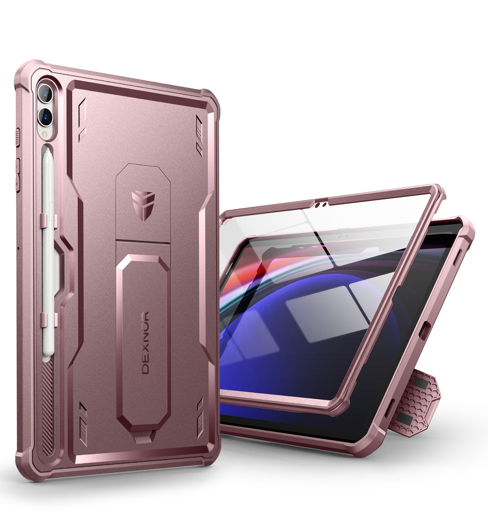 Dexnor Heavy Duty Shockproof Rugged Case for Samsung Galaxy Tab S9 Plus with Built-in Screen Protector, Full Body Bumper, Kickstand & S Pen Holder - Perfect for Outdoor, Travel, Work and Daily Protection