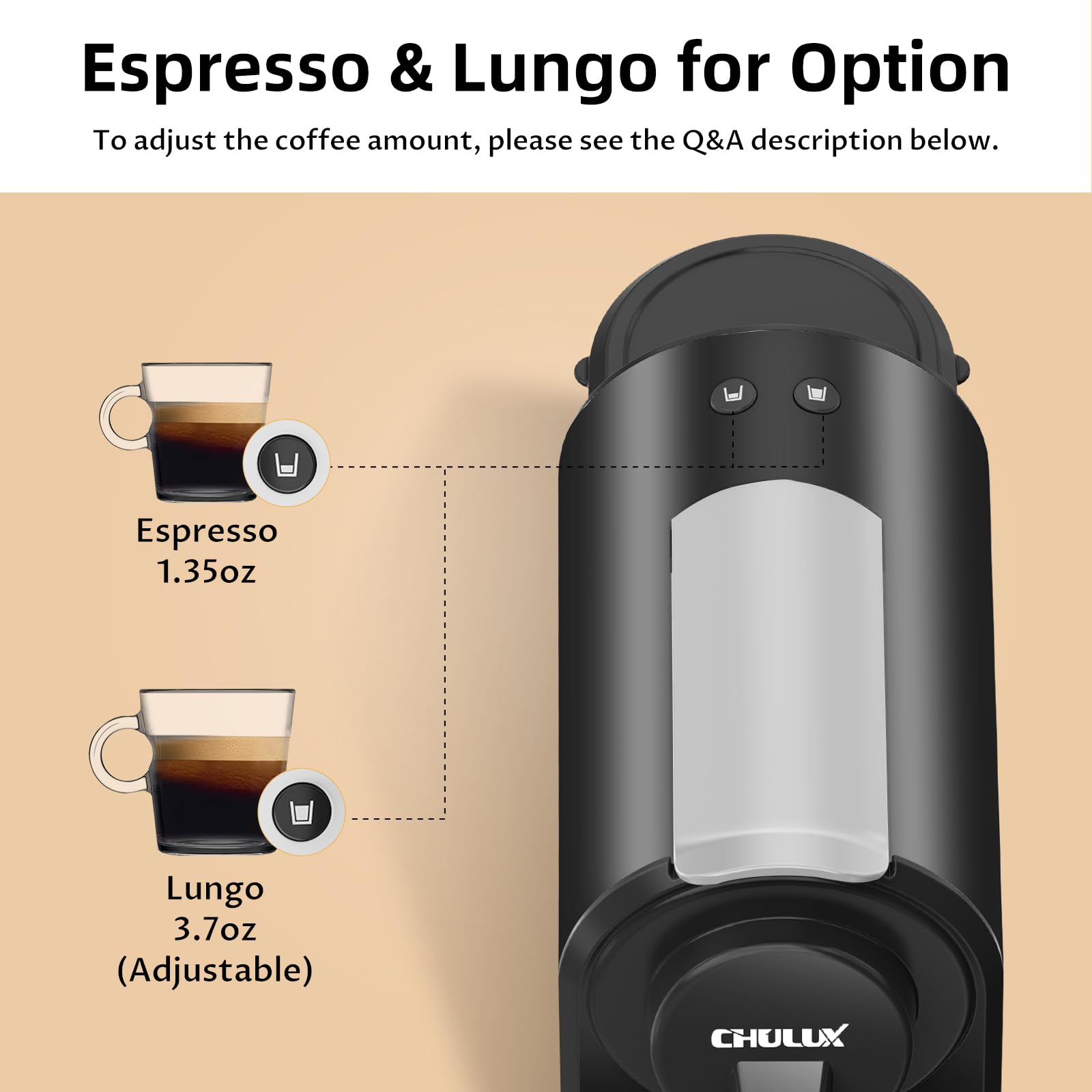 CHULUX Bafè-Pro Espresso Machine - Mini Single Serve Coffee Maker for Nespresso Original Capsules, 20 Bar Italian Pump for Home Espresso & Lungo - Perfect for Small Kitchens, Offices & Coffee Lovers (Black)
