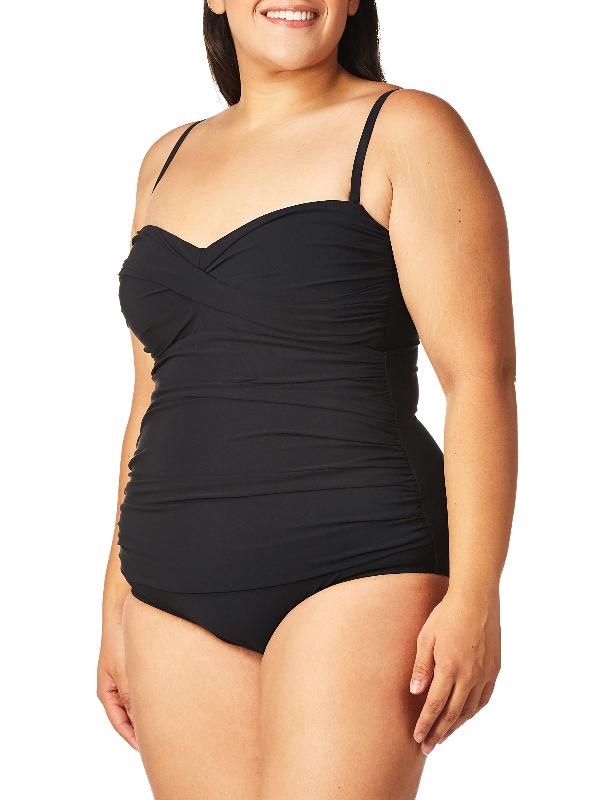 Gottex Women's Solid Twist Front Bandeau One Piece Swimsuit - Sexy Swimwear for Beach & Pool - Perfect for Vacation, Summer Swim, and Water Sports
