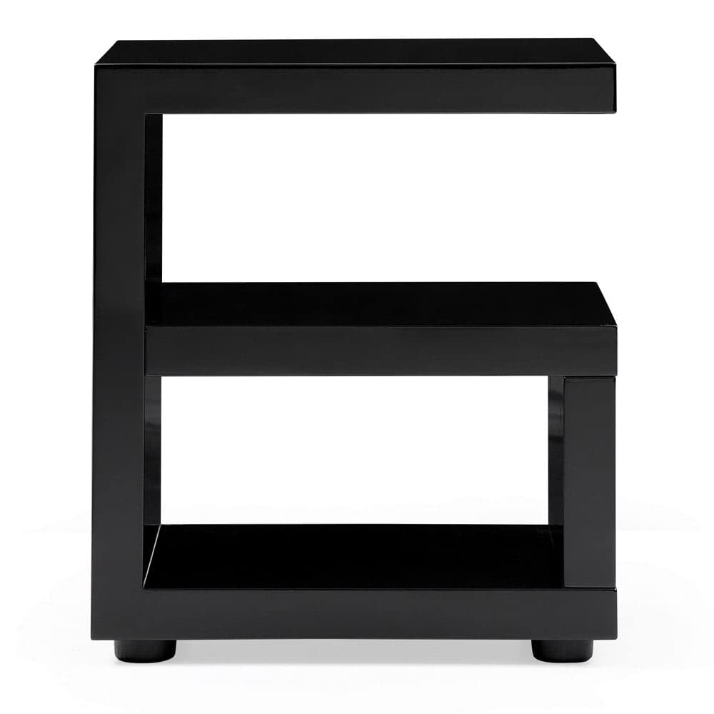 ZURI Furniture Jayden High Gloss Modern Side Table - Black Nightstand for Bedroom, Living Room, or Office - Contemporary Accent Table with Sleek Design