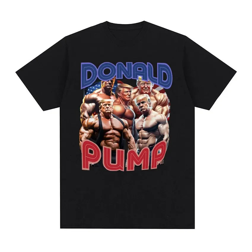 Donald Trump Funny Gym Tee Shirt - Vintage Election Meme T-Shirt for Men & Women - Hip Hop Short Sleeve Cotton Shirt - Great for Workouts, Political Rallies & Casual Wear